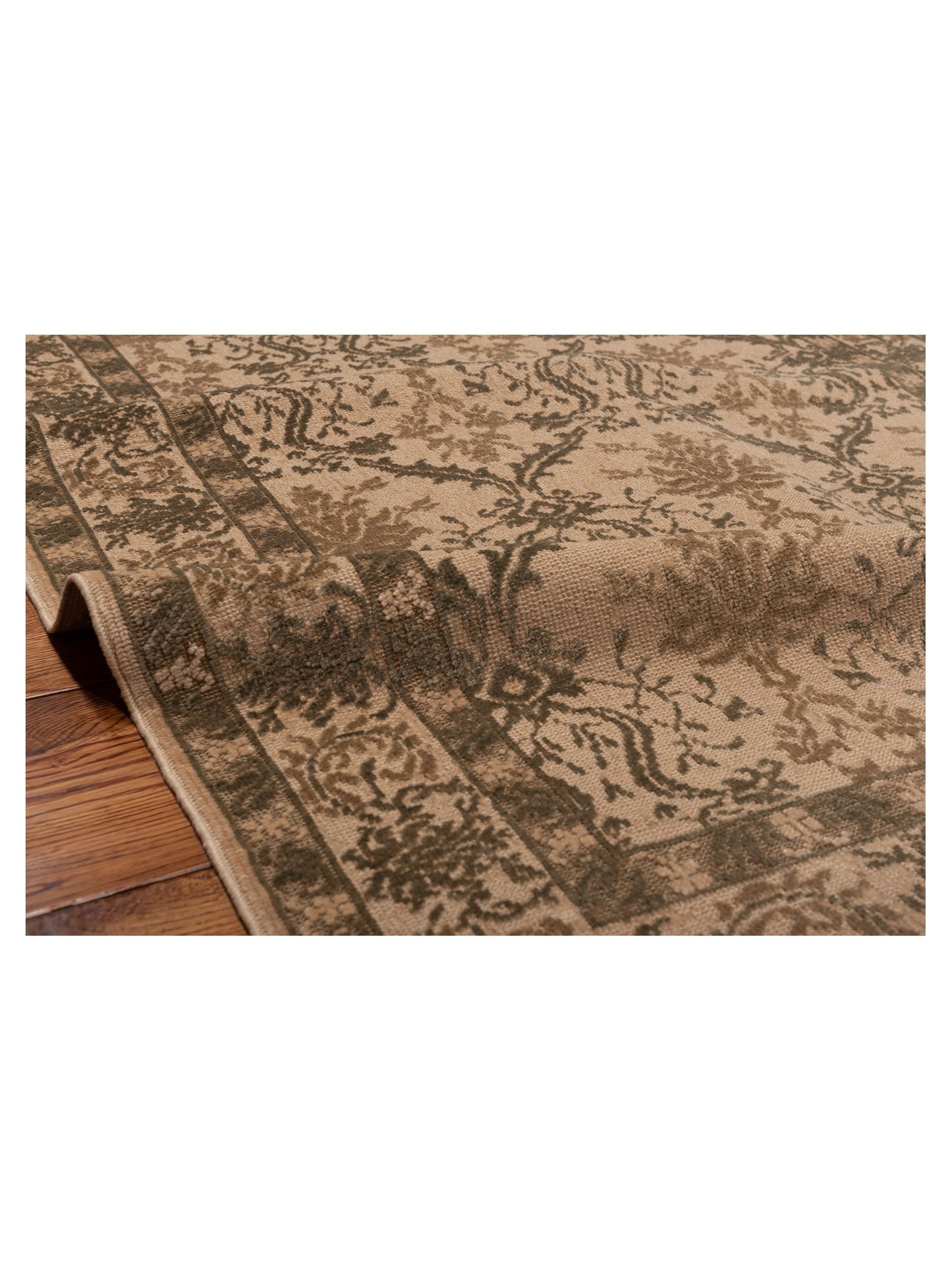 Antique Loom 108057 Beige Green 4.1x6.6 Hand Knotted Rug