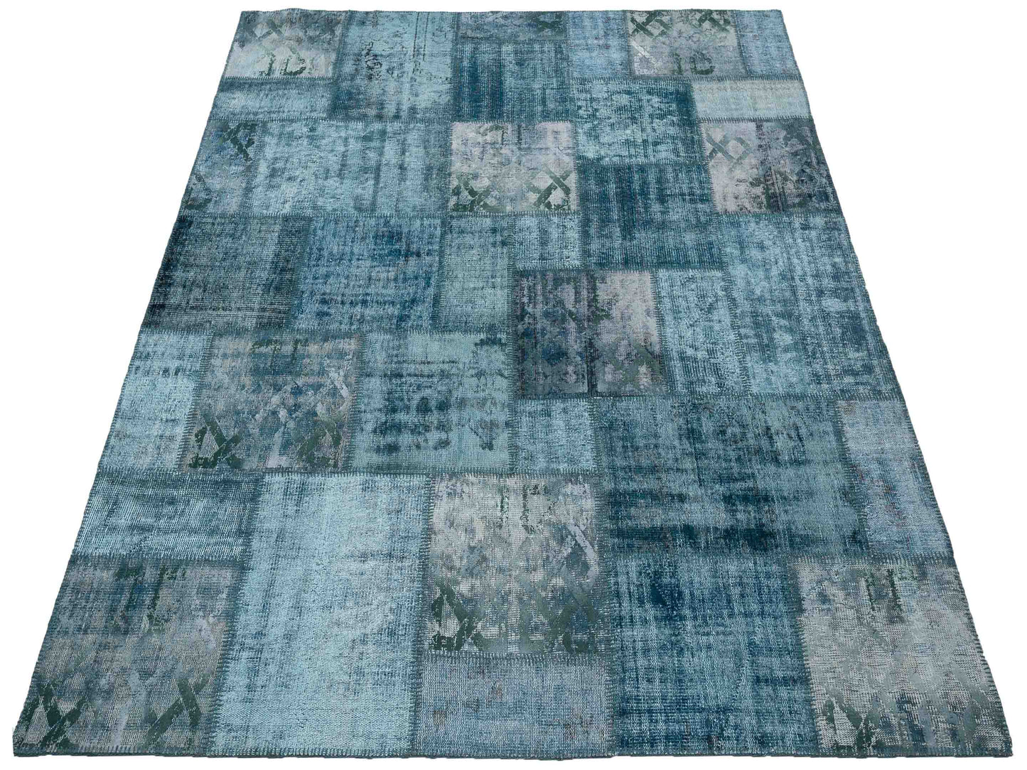 Turkish Vestige Patchwork 142780 Green 8.3x9.10 Hand Knotted Rug