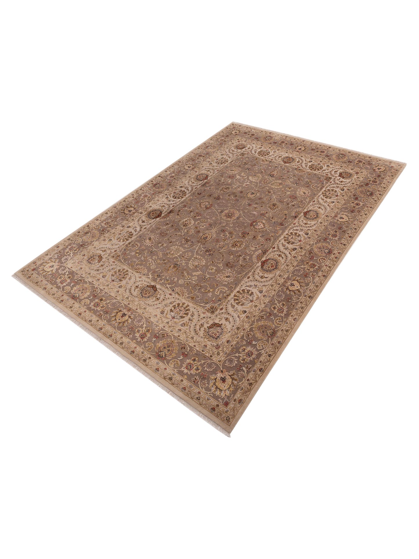 Imperial Silk 153359 Ivory Brown 10.1x14.1 Hand Knotted Rug