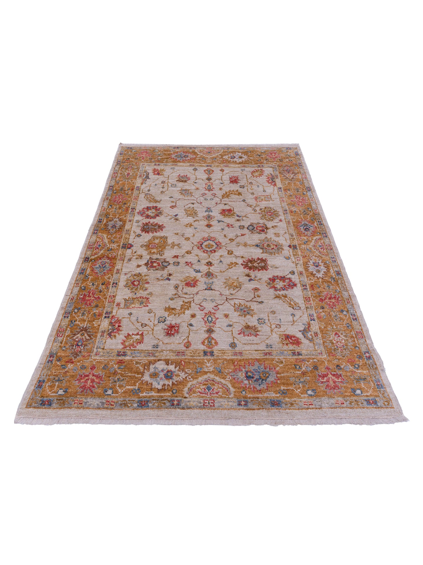 Angora Oushak 144603 Ivory Orange 5.1x7 Hand Knotted Rug