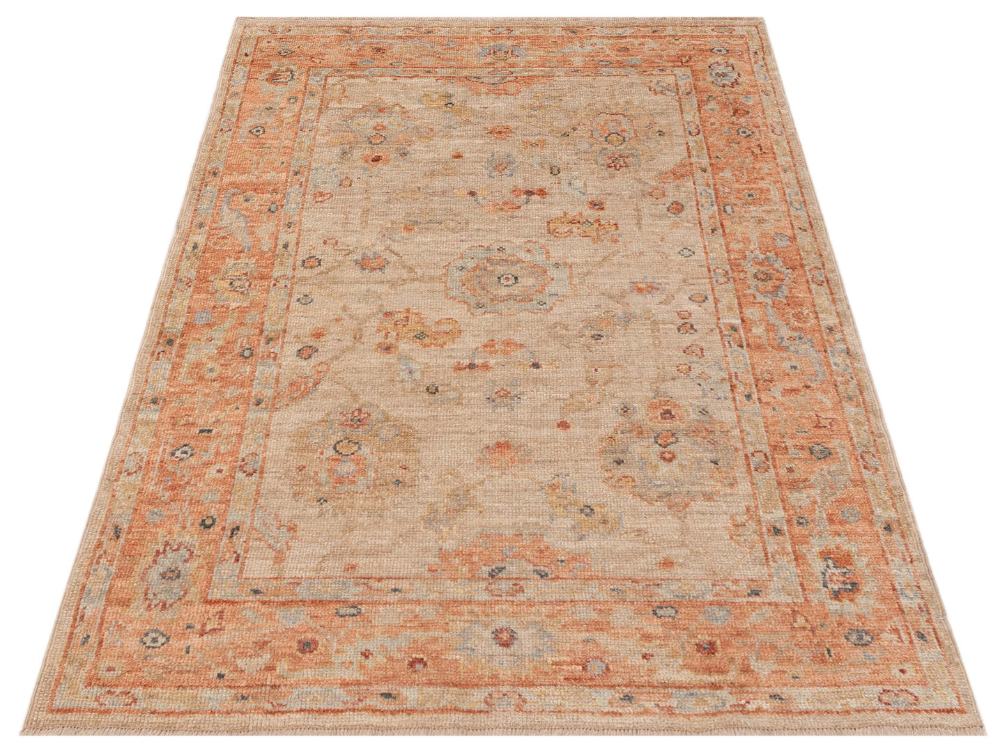 Angora Oushak 149290 Beige Rust 4x5.8 Hand Knotted Rug