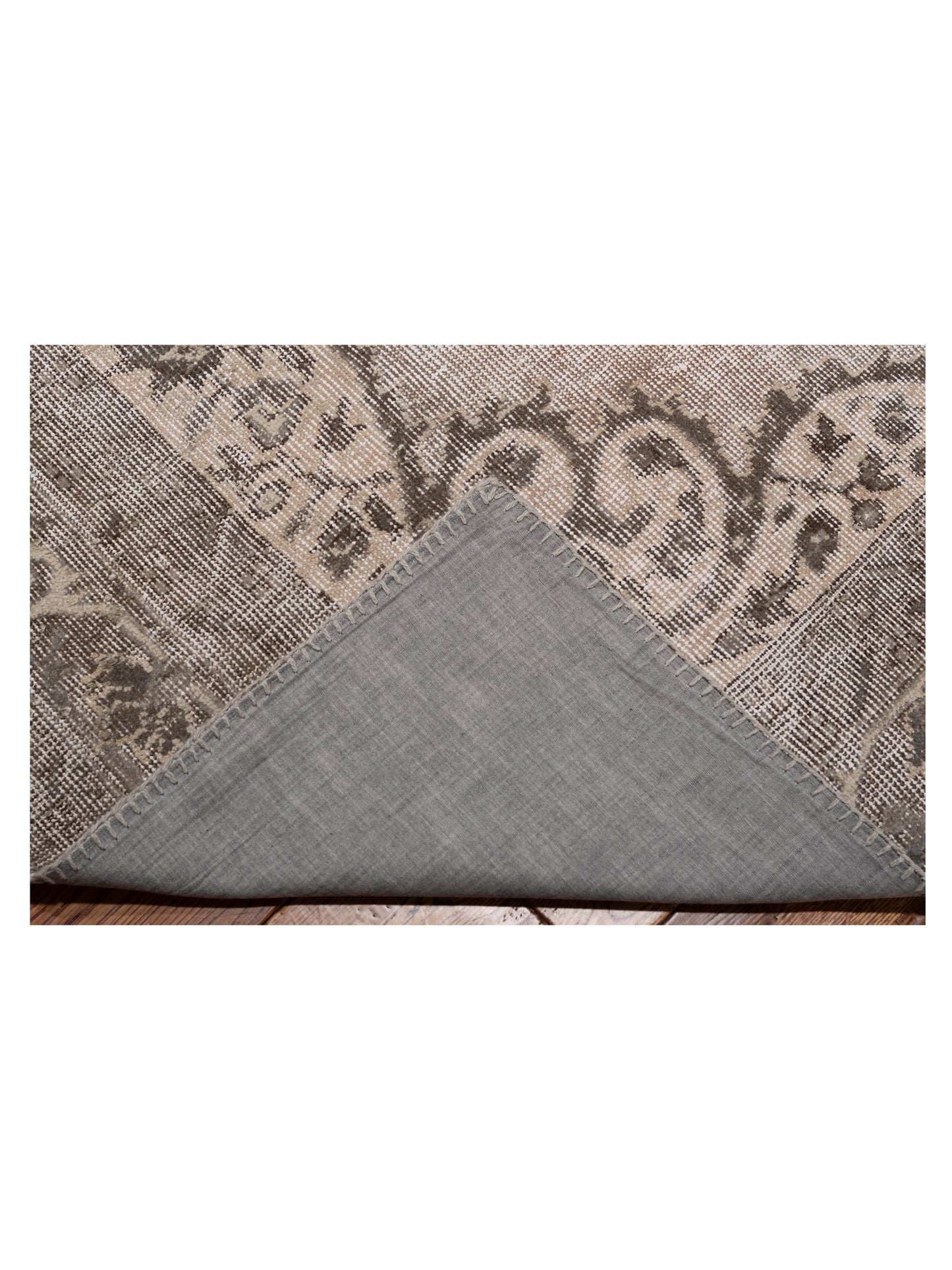Turkish Vestige Patchwork 125439 Silver Gray 11.10x15.11 Hand Knotted Rug