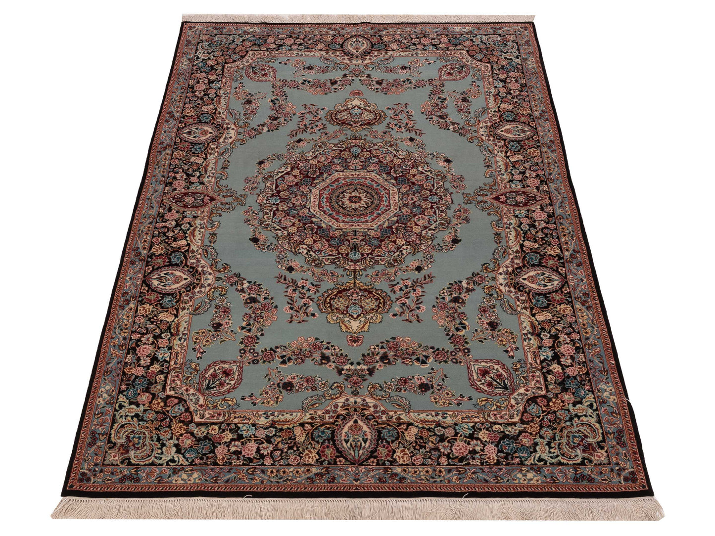 Mastersilk 148549 Blue Black 4.1x6 Hand Knotted Rug