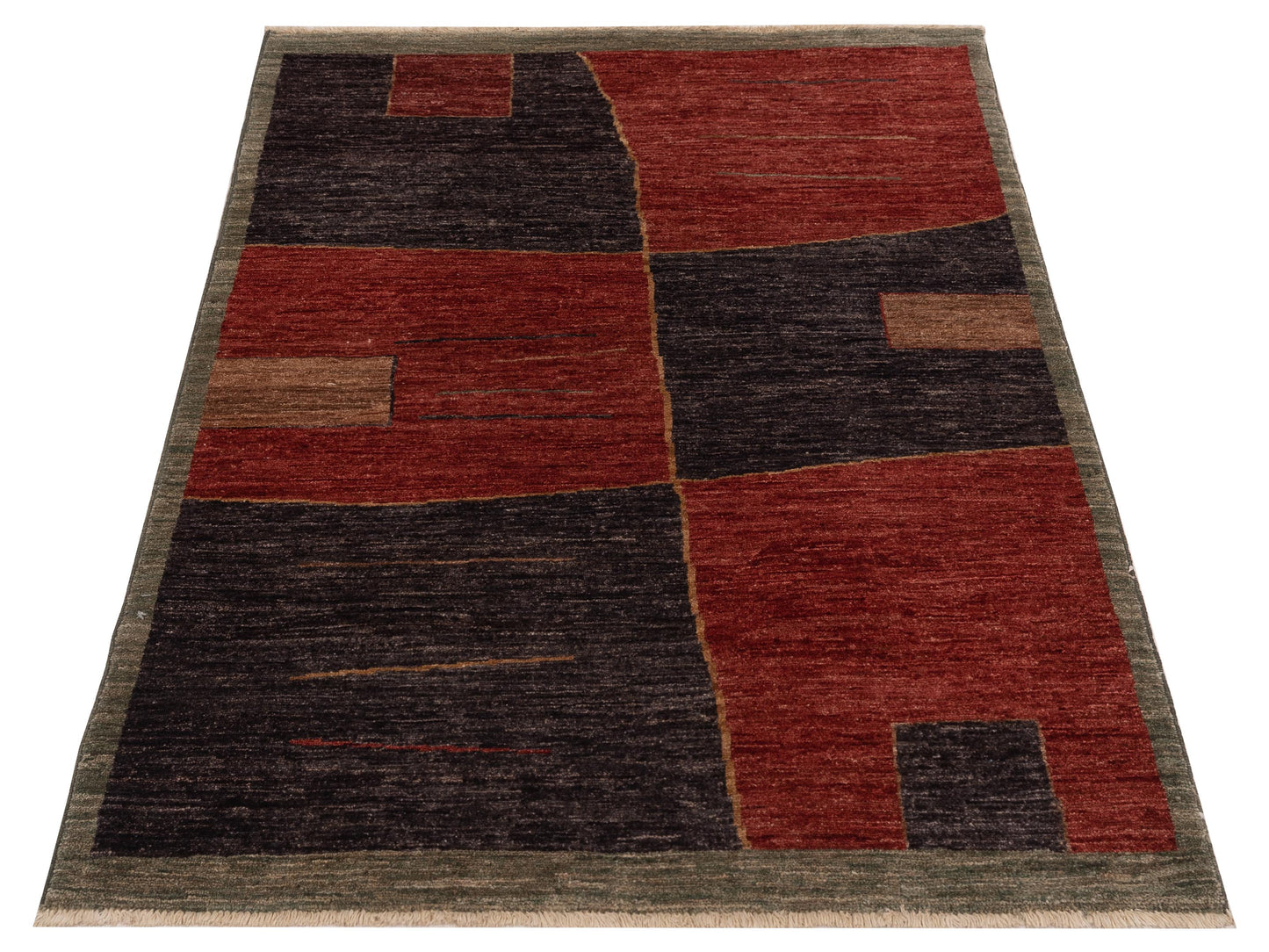 Bahar 94796 Red Charcoal 3.3x4.11 Hand Knotted Rug