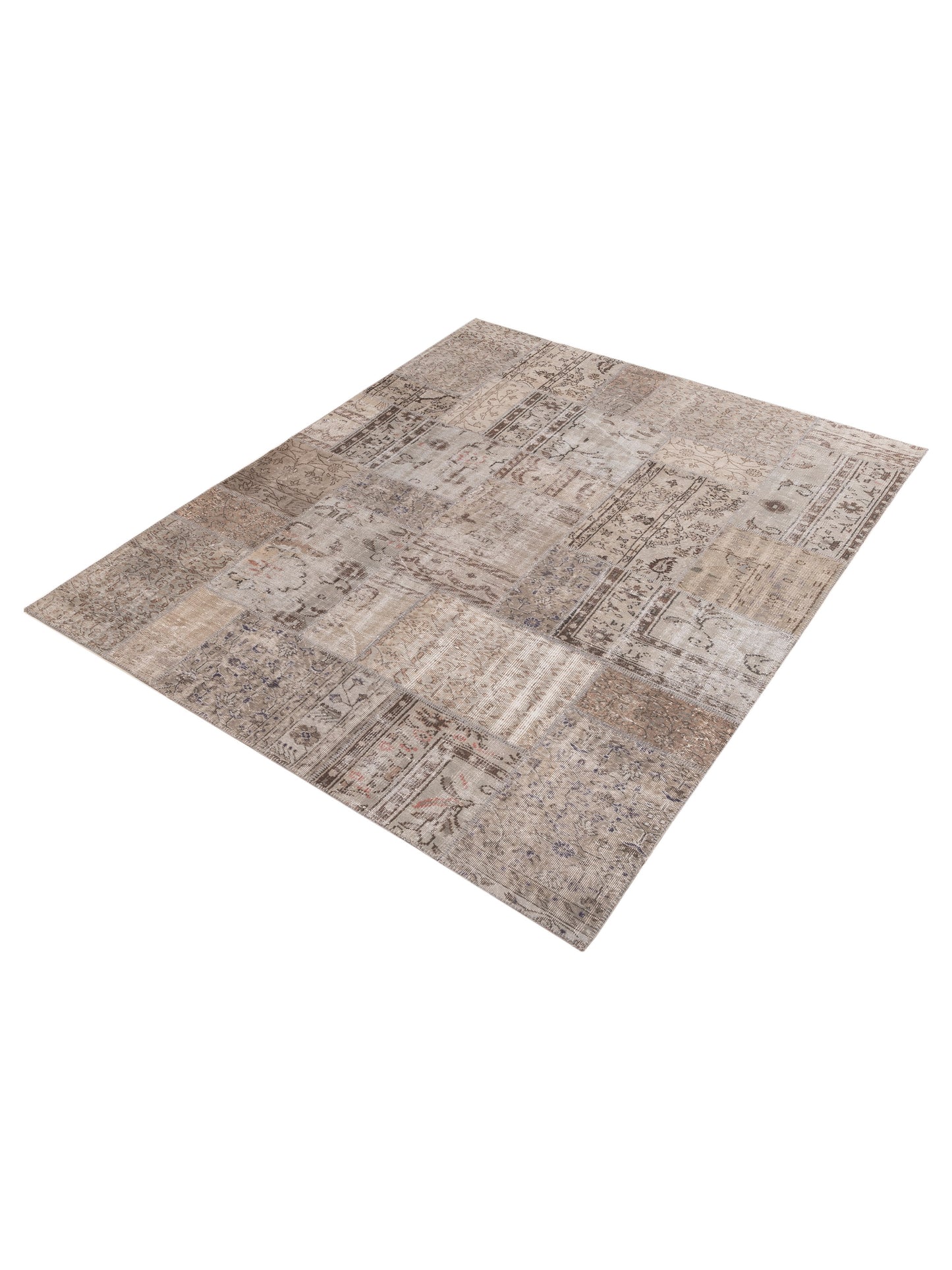 Turkish Vestige Patchwork 114903 Light Gray 8.2x9.10 Hand Knotted Rug
