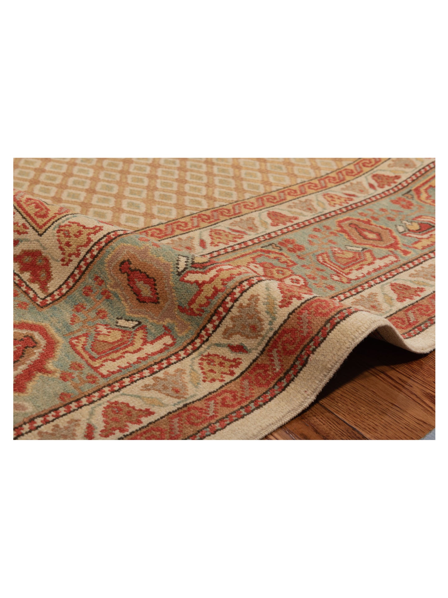 Antique Loom 117147 Beige Blue 6.9x8.4 Hand Knotted Rug