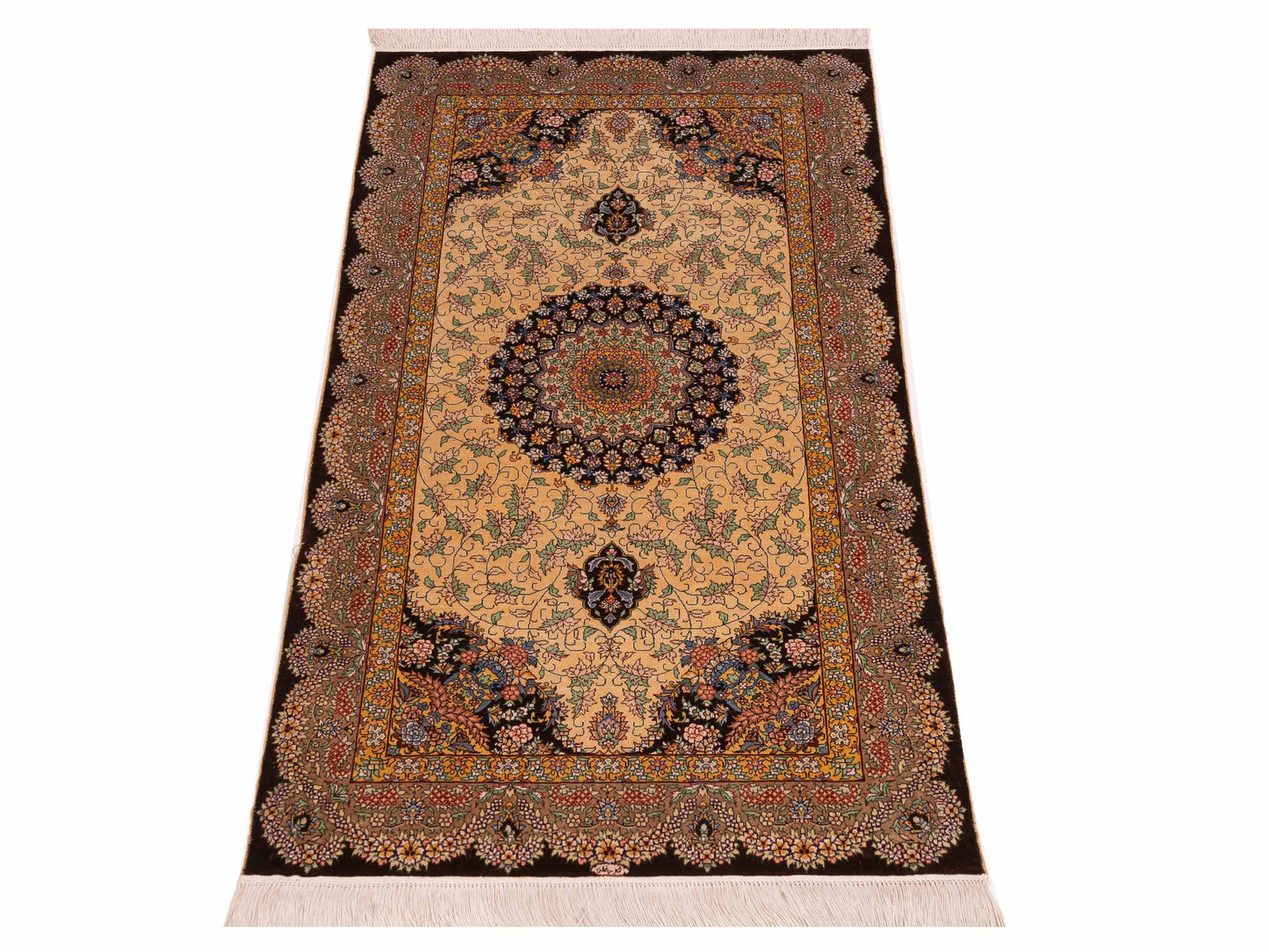 Pure Silk 120741 Gold Brown 2.3x4.2 Hand Knotted Rug