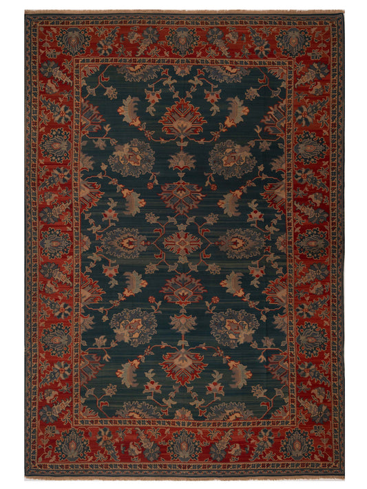 Pasha Transilvanian Kilim  Blue Red Traditional