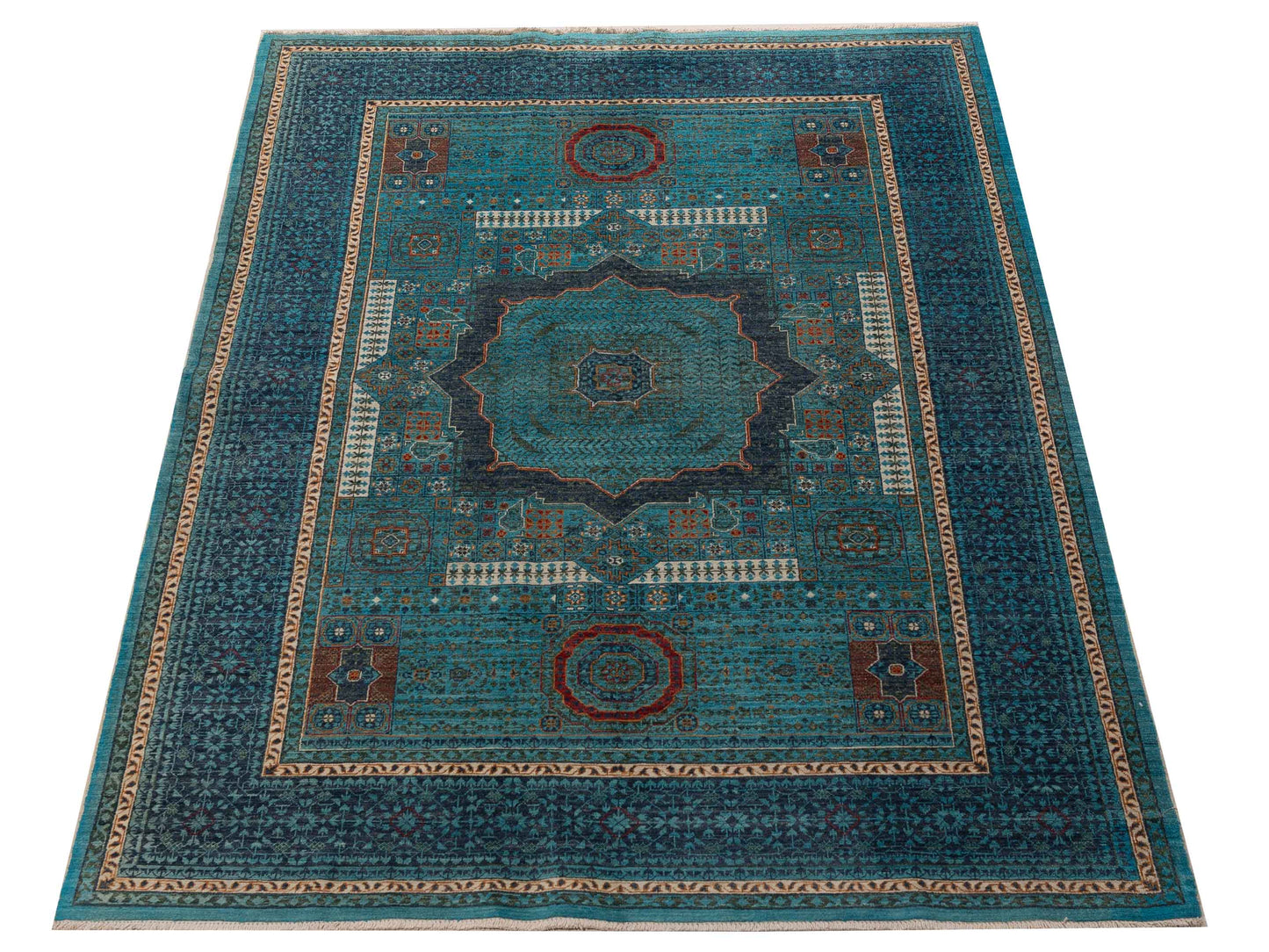 Artisan Mamluk 154659 Blue Blue 5.9x8.3 Hand Knotted Rug