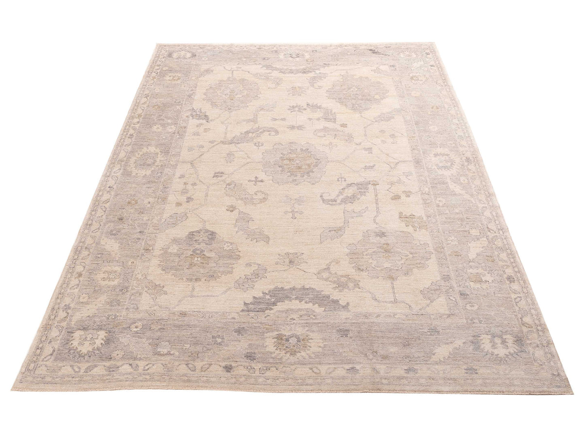 Angora Oushak 156195 Ivory Gray 10x13.9 Hand Knotted Rug