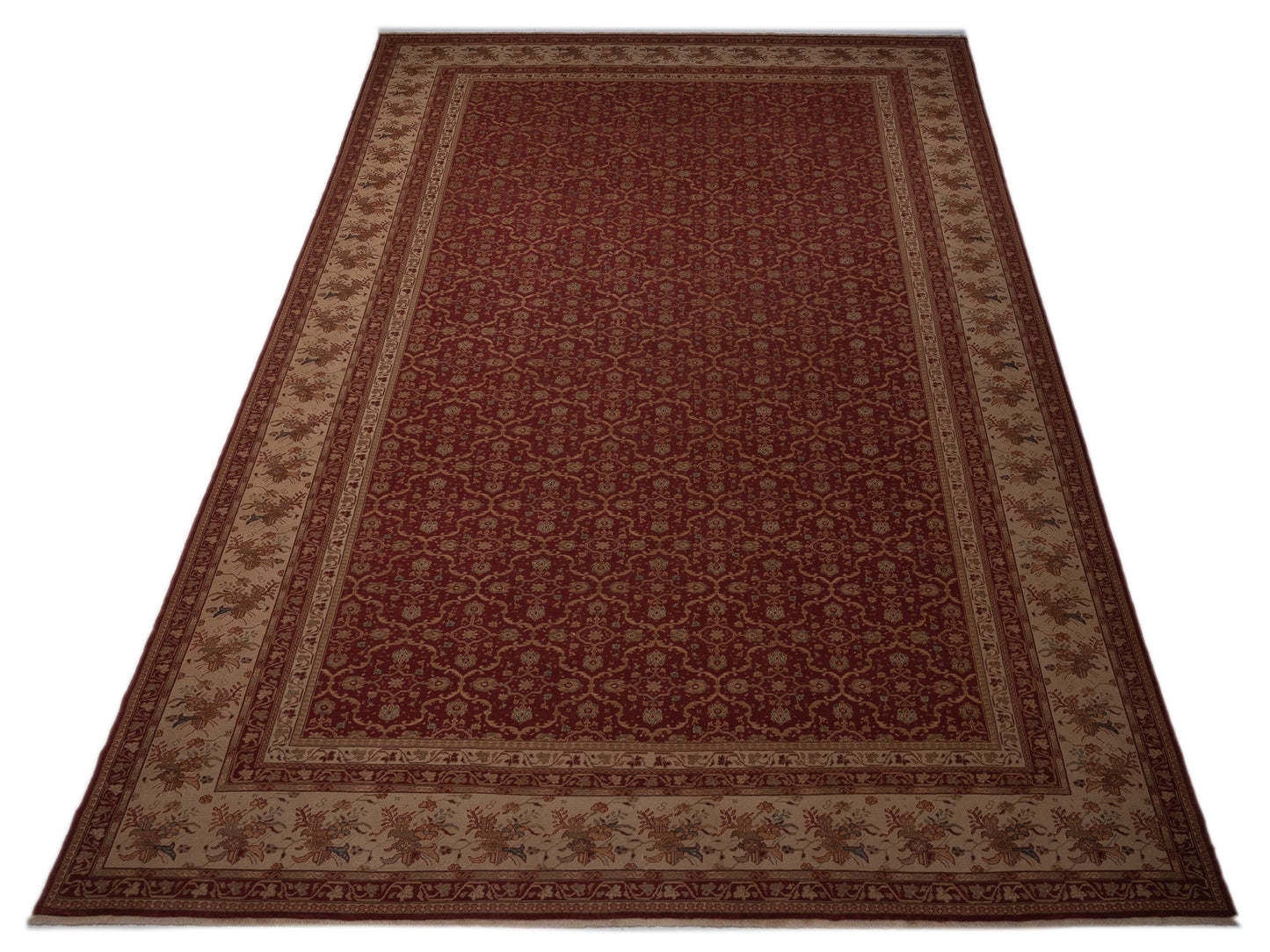 Antique Loom 108049 Red Ivory 12.1x17.4 Hand Knotted Rug