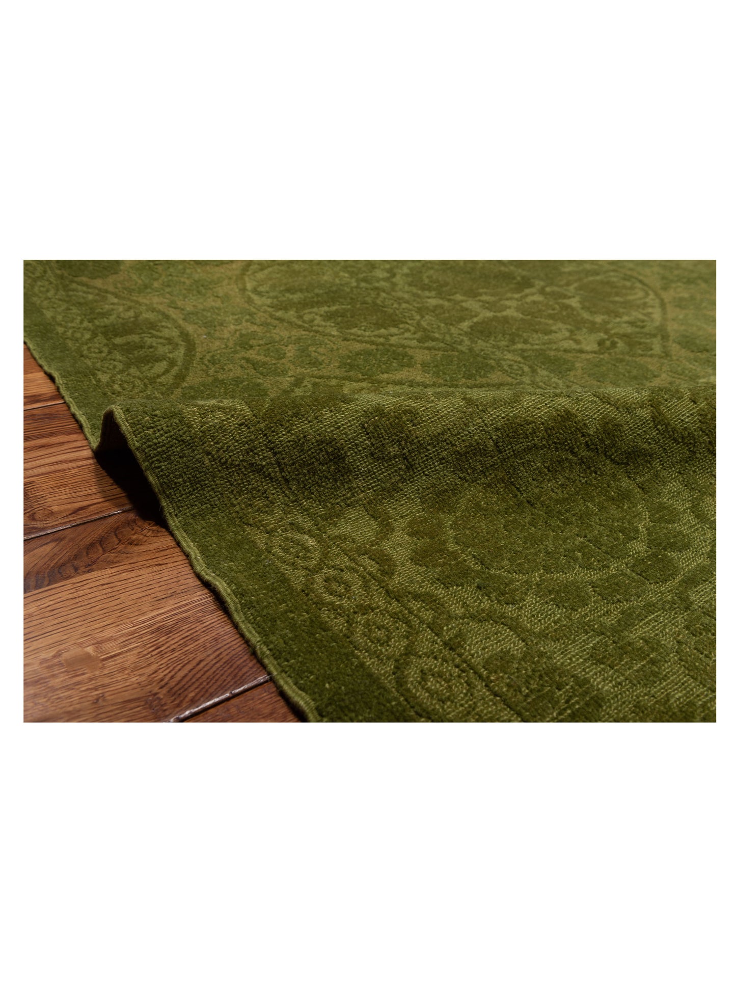 Color Bouquet 113945 Green Green 10.5x13.5 Hand Knotted Rug