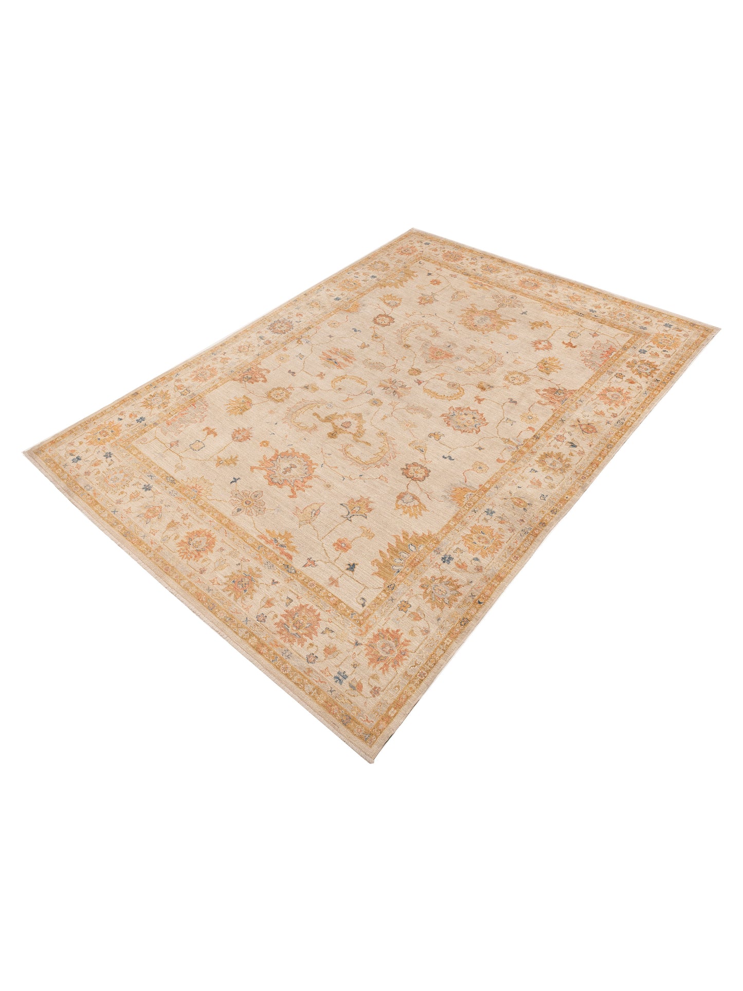 Angora Oushak 154372 Beige Beige 10.3x13.11 Hand Knotted Rug