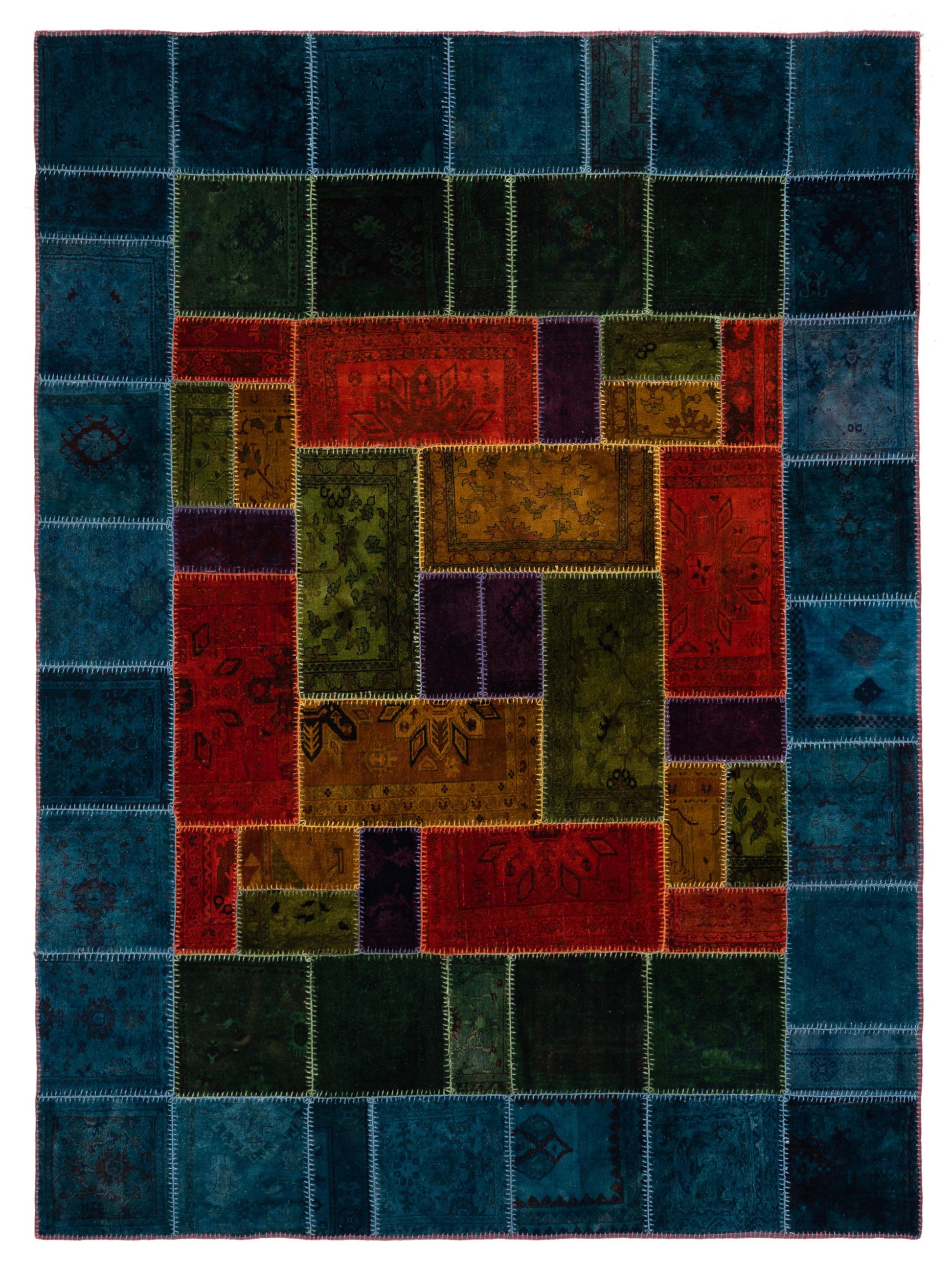 Pasha Turkish Vestige Patchwork  Blue Green Contemporary
