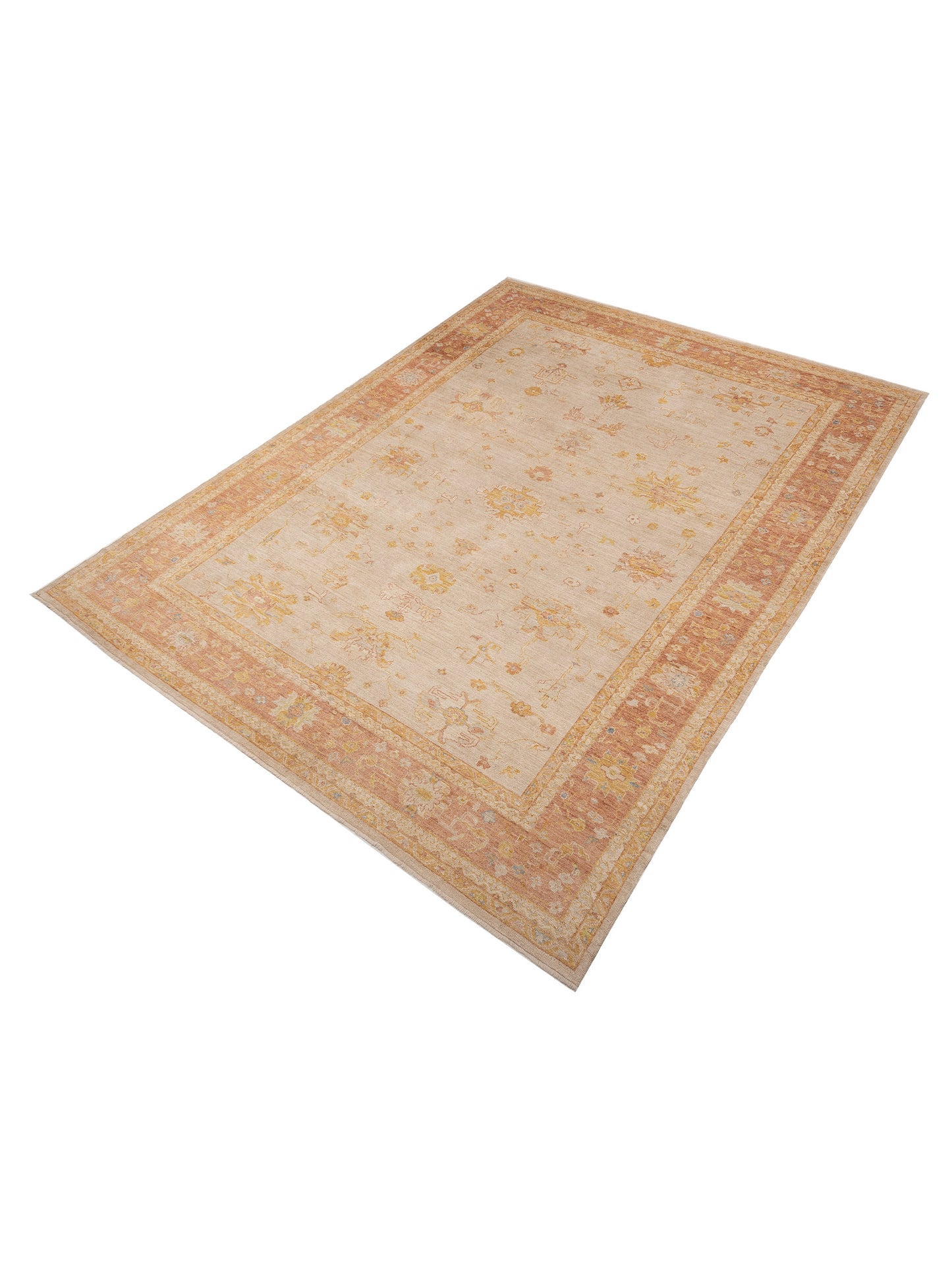 Angora Oushak 153668 Beige Red 11.9x15.9 Hand Knotted Rug