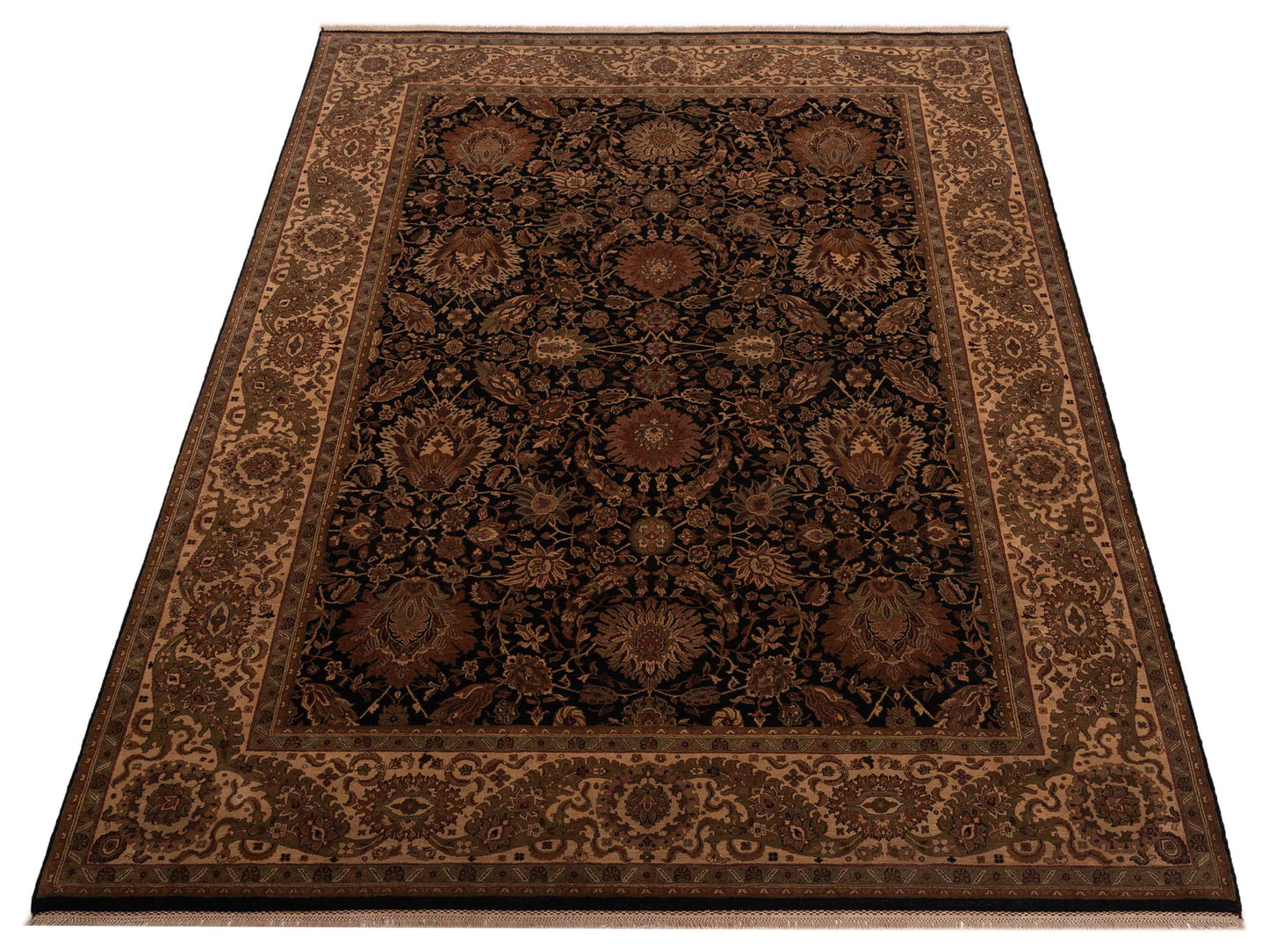 Crown 83703 Black Beige 9.3x12.3 Hand Knotted Rug