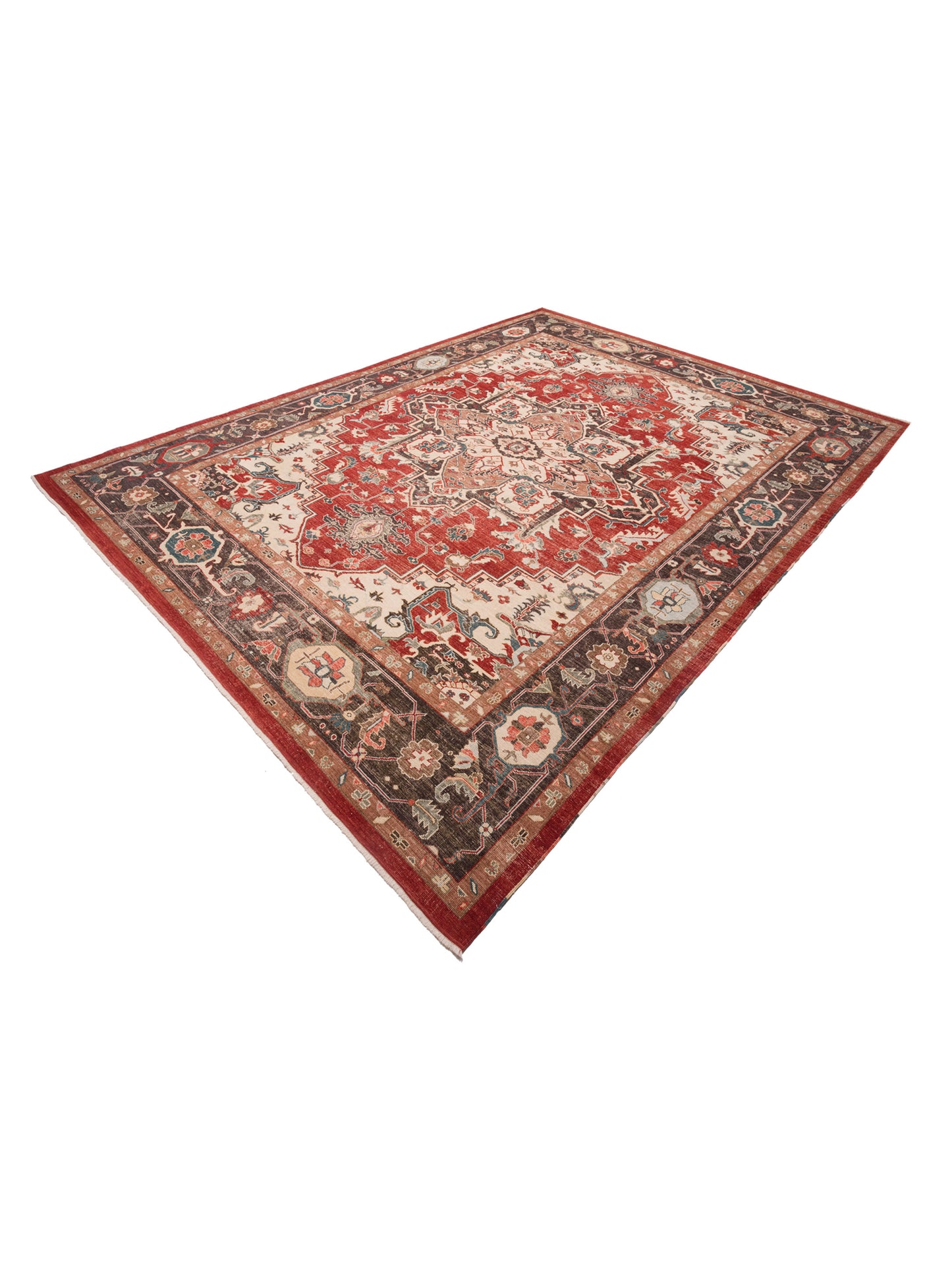 Angora Oushak 144658 Red Dark Brown 13x17.4 Hand Knotted Rug