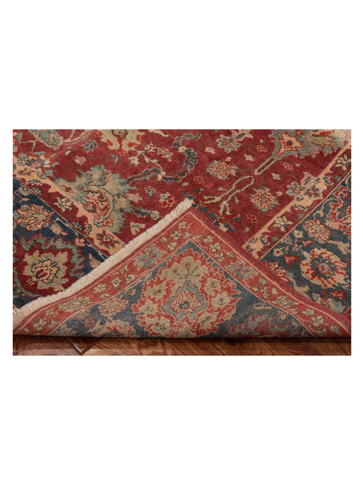 Antique Loom 107998 Red Steel Blue 6.2x9.3 Hand Knotted Rug