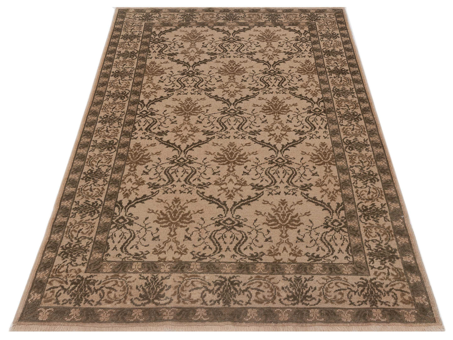 Antique Loom 108057 Beige Green 4.1x6.6 Hand Knotted Rug