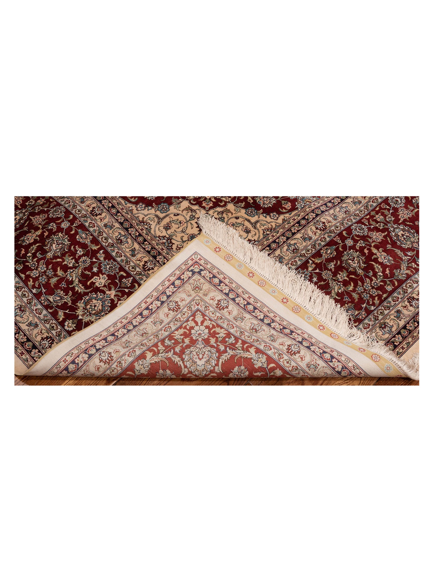 Pure Silk 117823 Ivory Red 8.4x11.7 Hand Knotted Rug