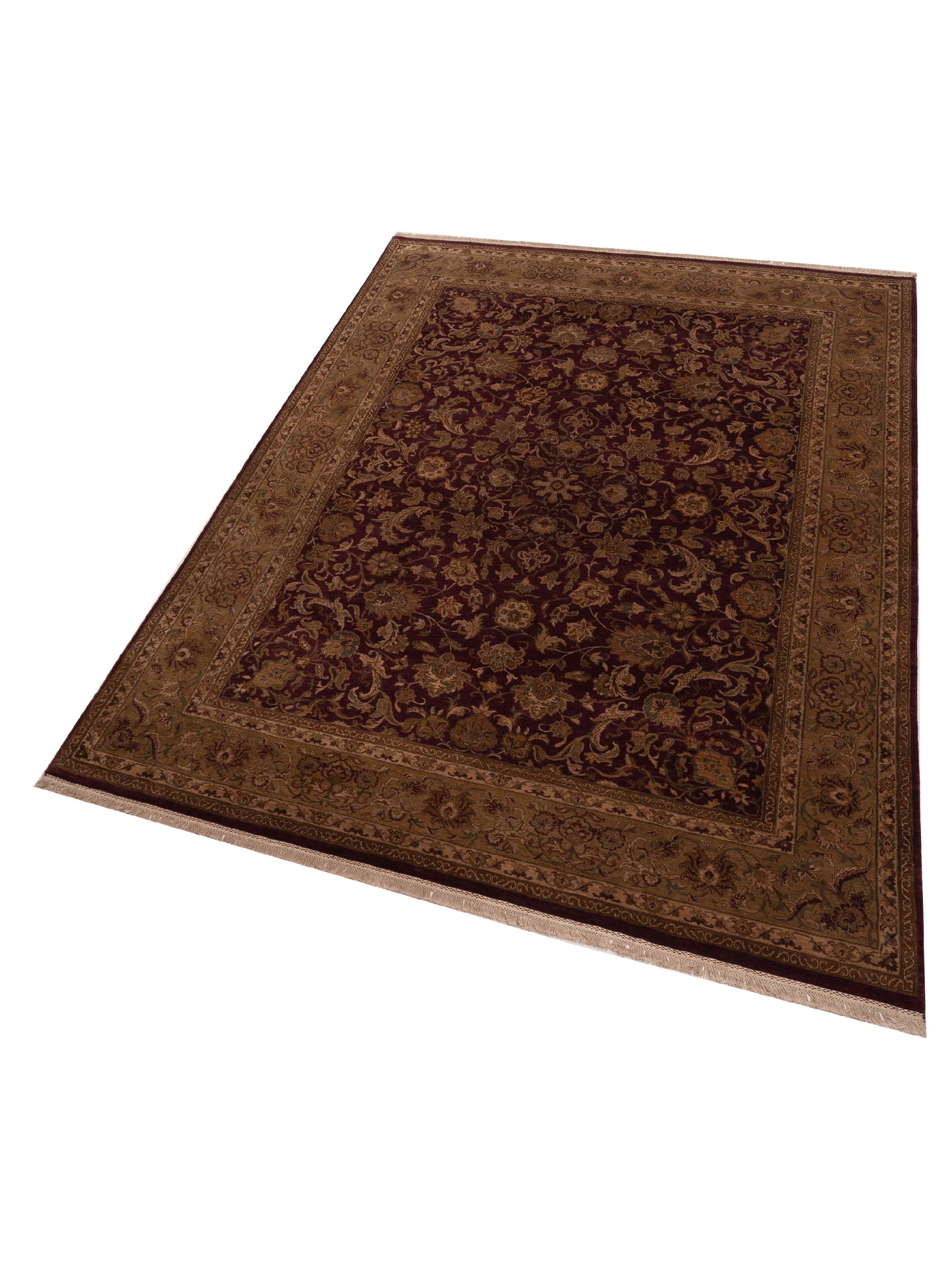 Crown 83894 Burgundy Gold 9.3x12.6 Hand Knotted Rug