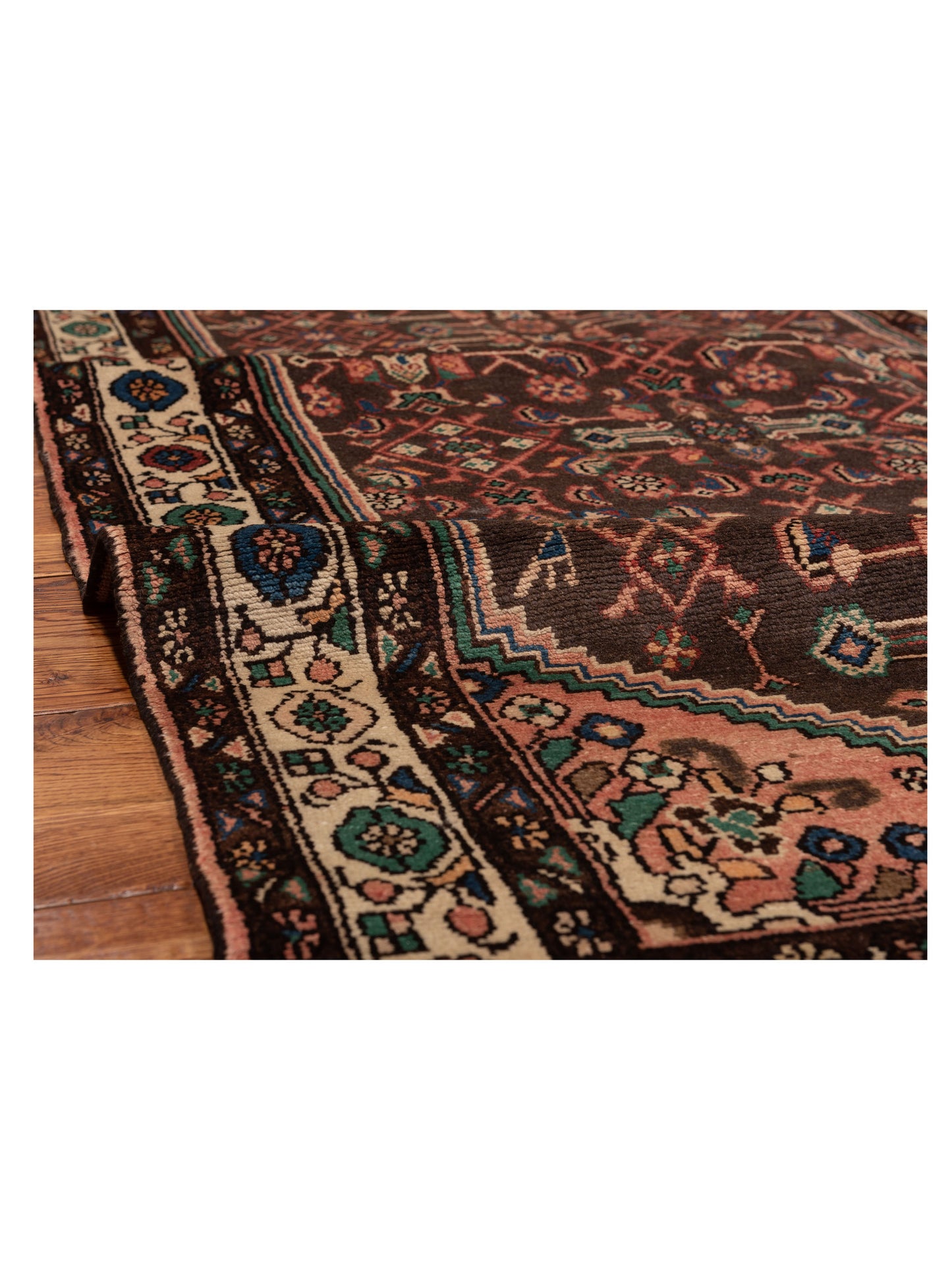 Persian 82812 Rust Brown 3.7x14.4 Hand Knotted Rug