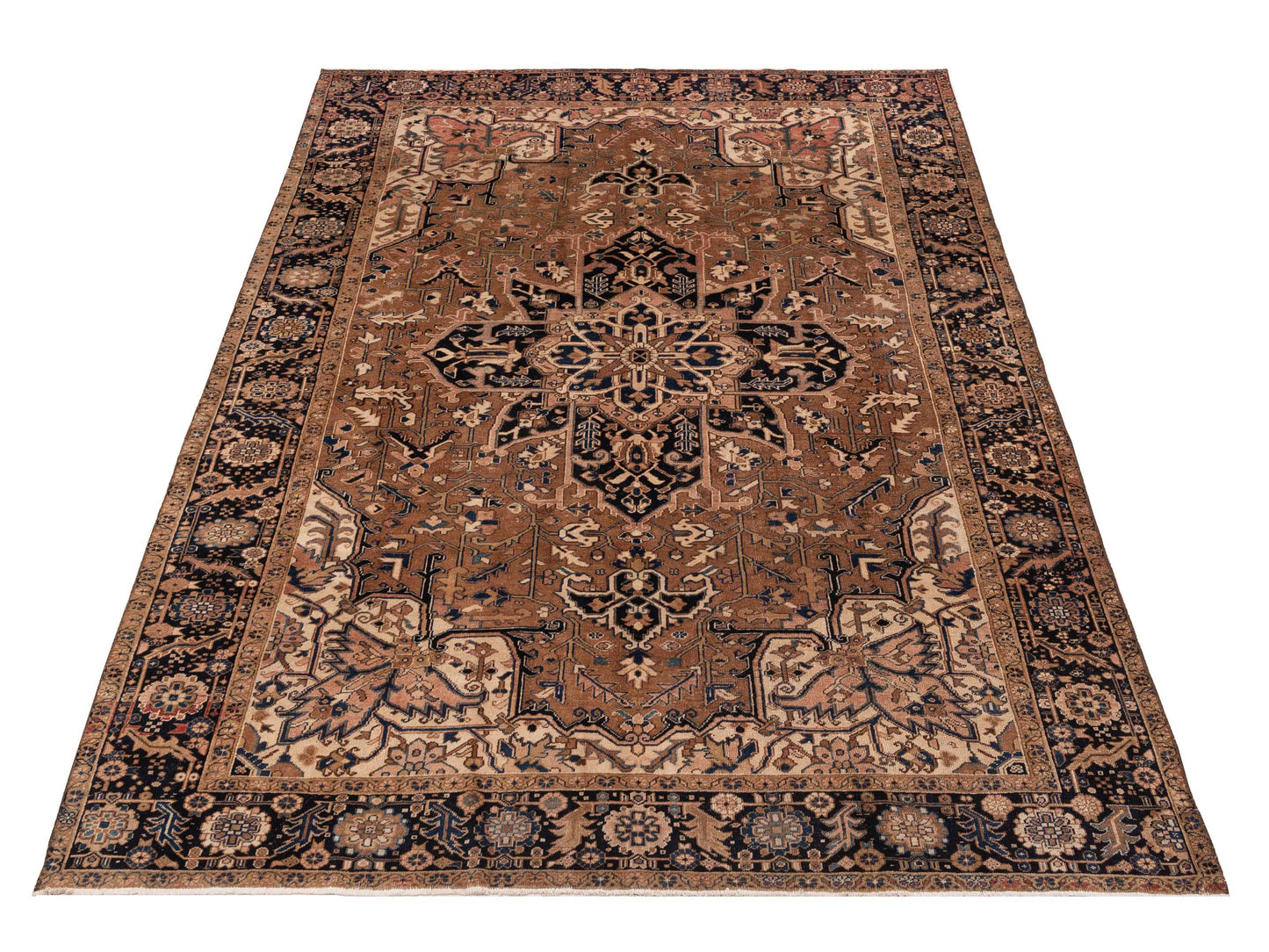 Persian 153626 Brown Navy 9.7x13.2 Hand Knotted Rug