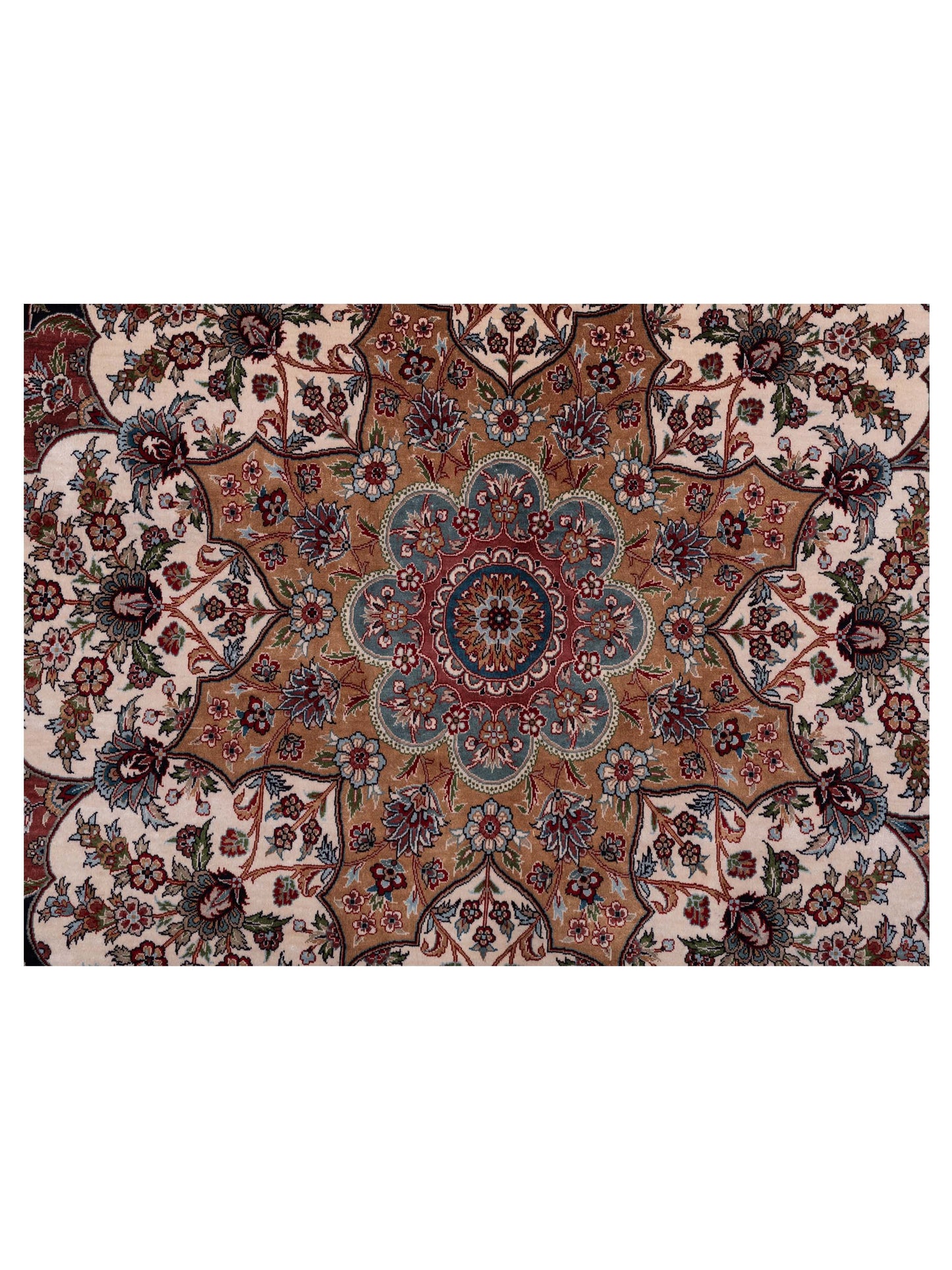 Pure Silk 125329 Navy Red 8.1x10 Hand Knotted Rug