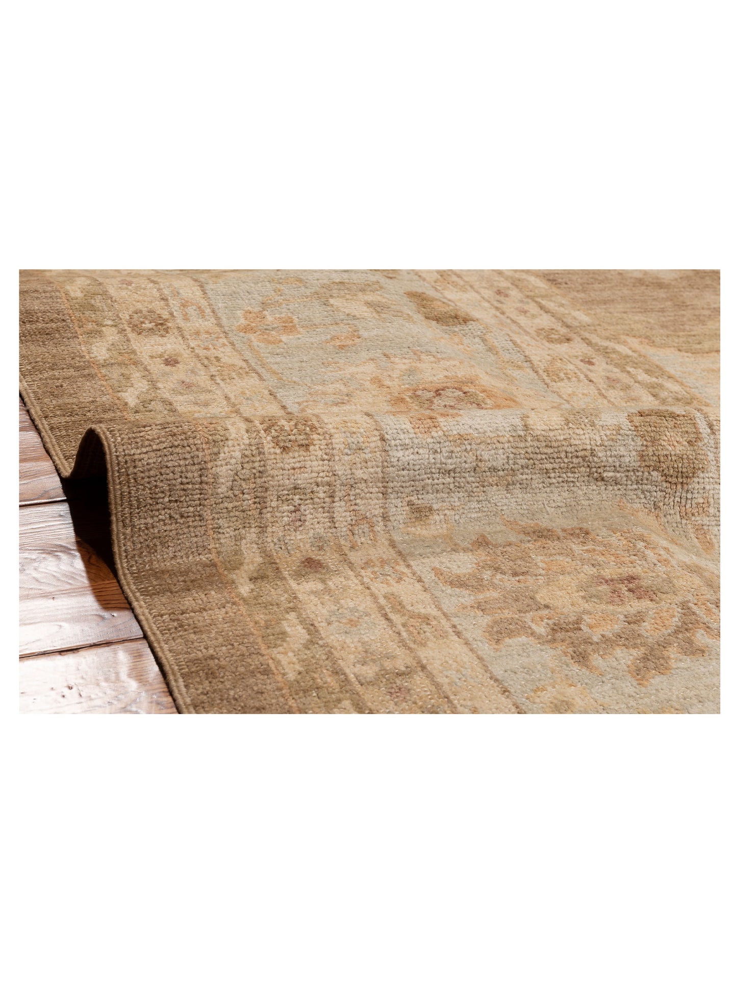 Angora Oushak 128117 Brown Ice Blue 15.5x20.6 Hand Knotted Rug