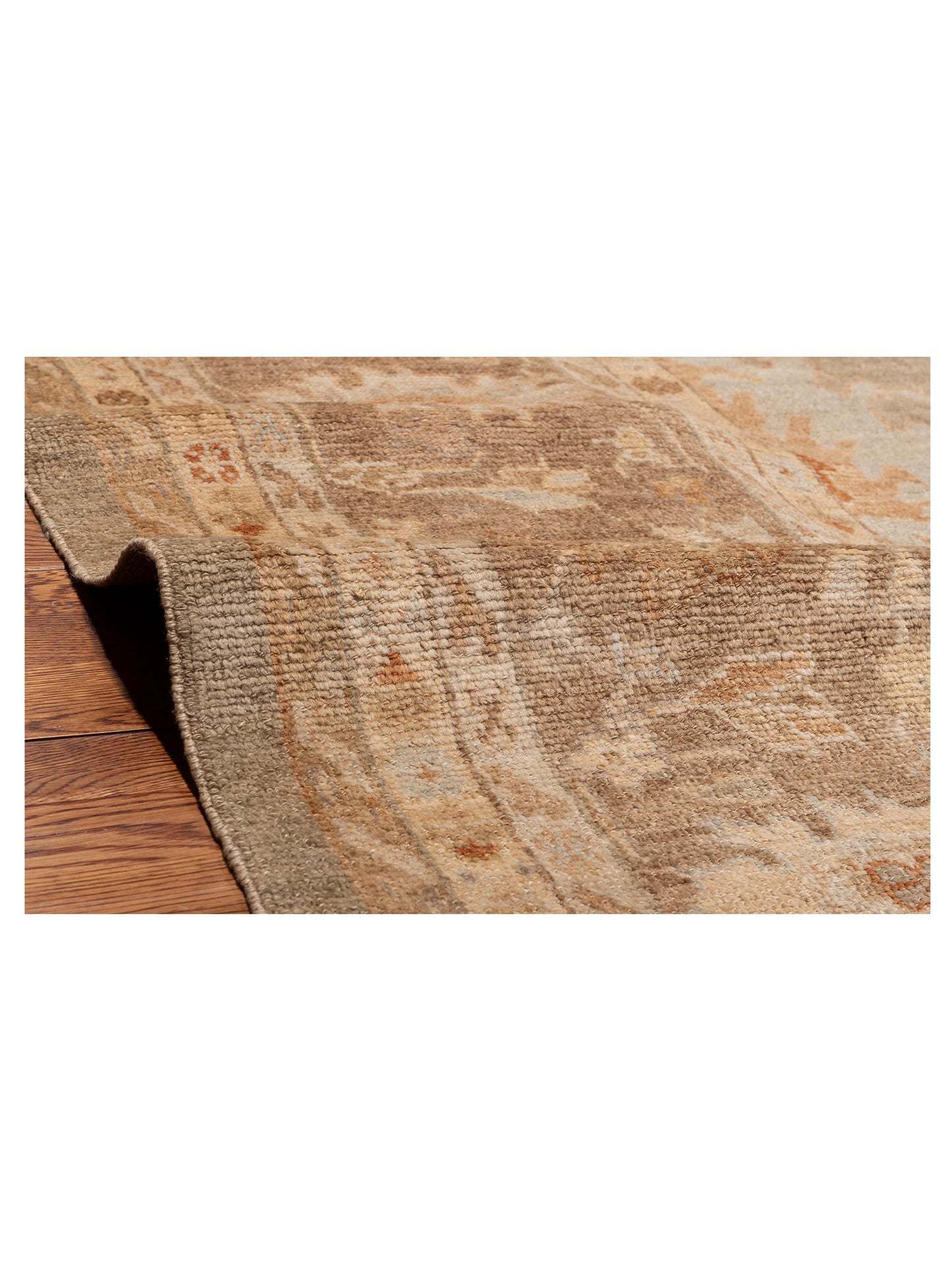 Angora Oushak 110384 Green Brown 12.7x20.7 Hand Knotted Rug