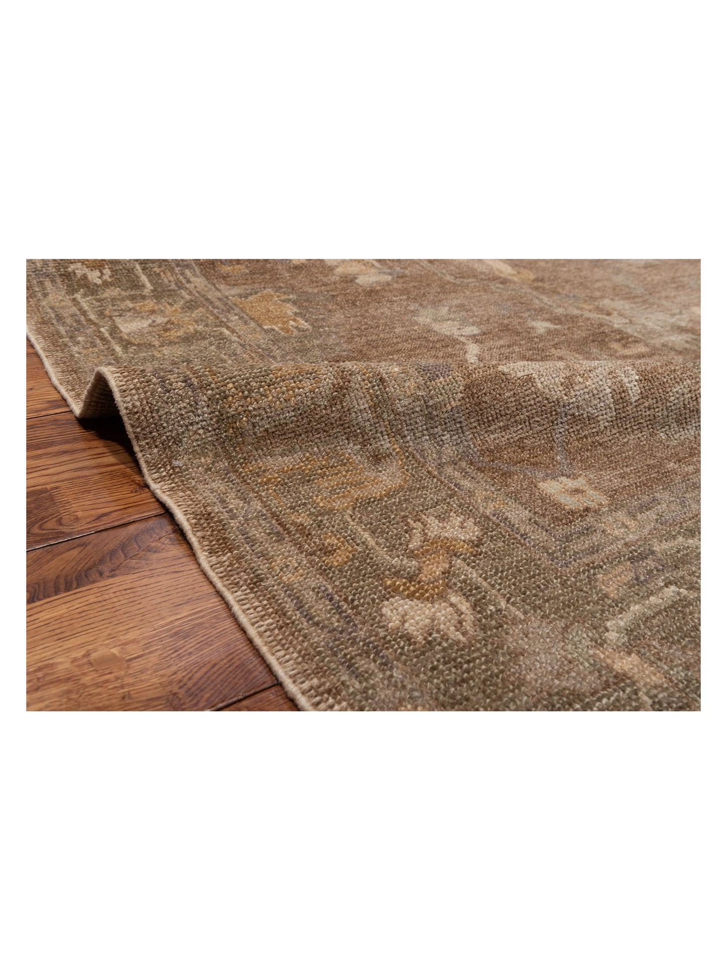 Angora Oushak 120935 Brown Green 6x8.9 Hand Knotted Rug
