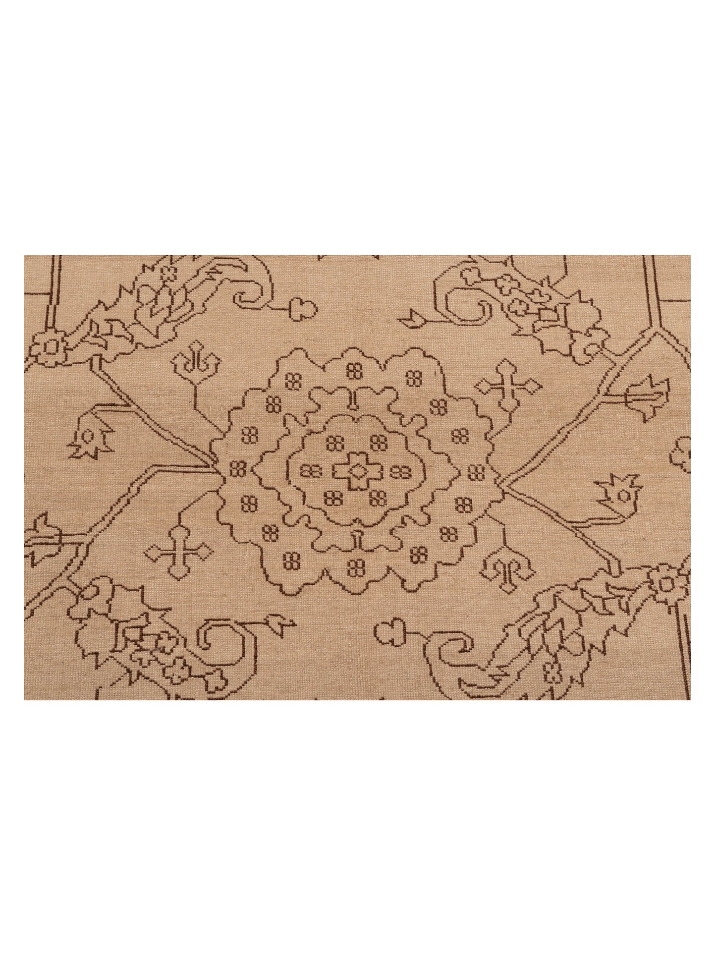 Defne Emerald Ivory Dark Brown 6.9x10 Hand Knotted Rug