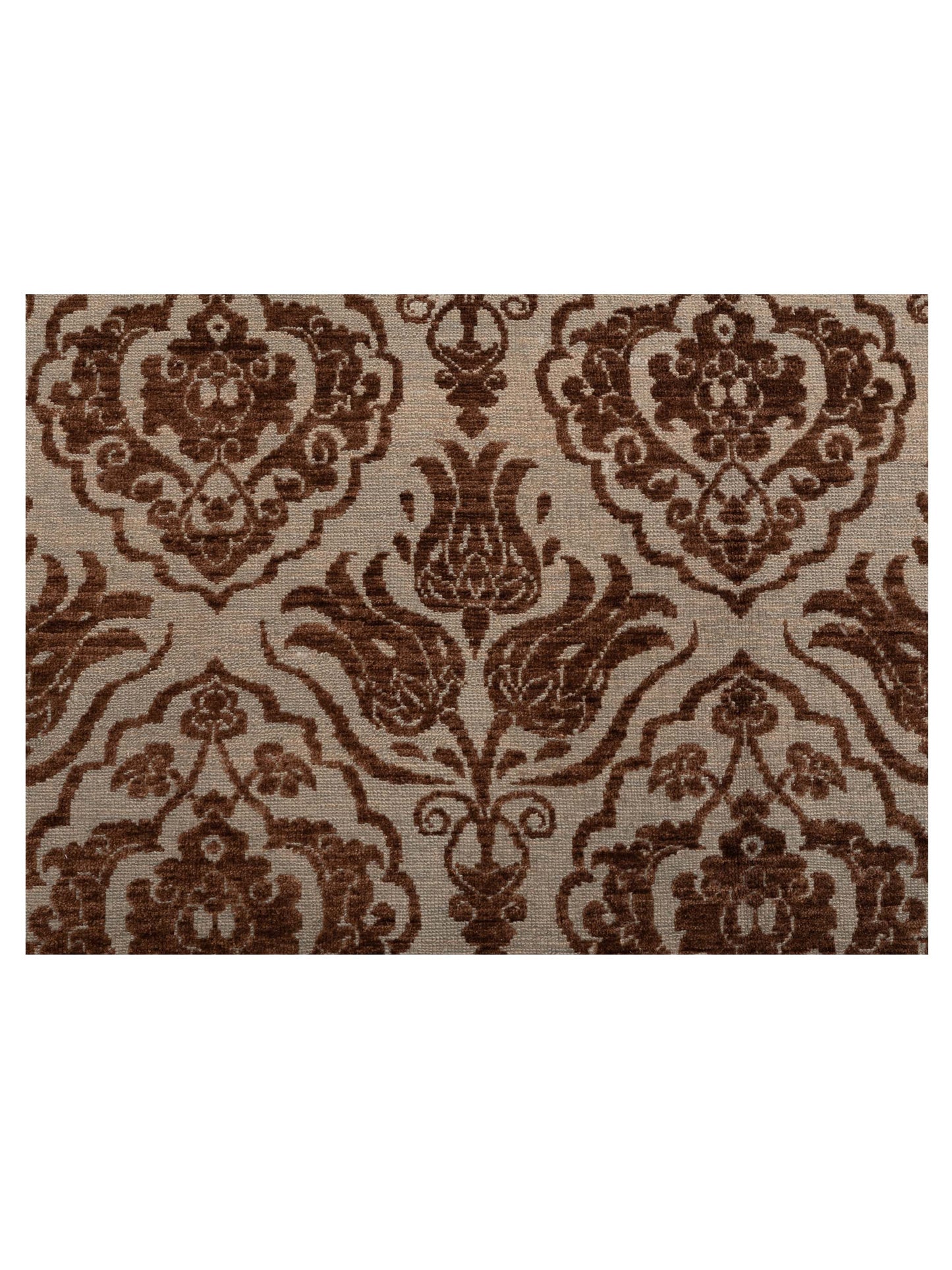 Defne Tulip Ice Blue Brown 9.7x11.9 Hand Knotted Rug