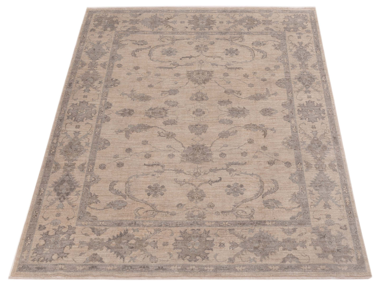Angora Oushak 134536 Ivory Ivory 8.4x9.8 Hand Knotted Rug