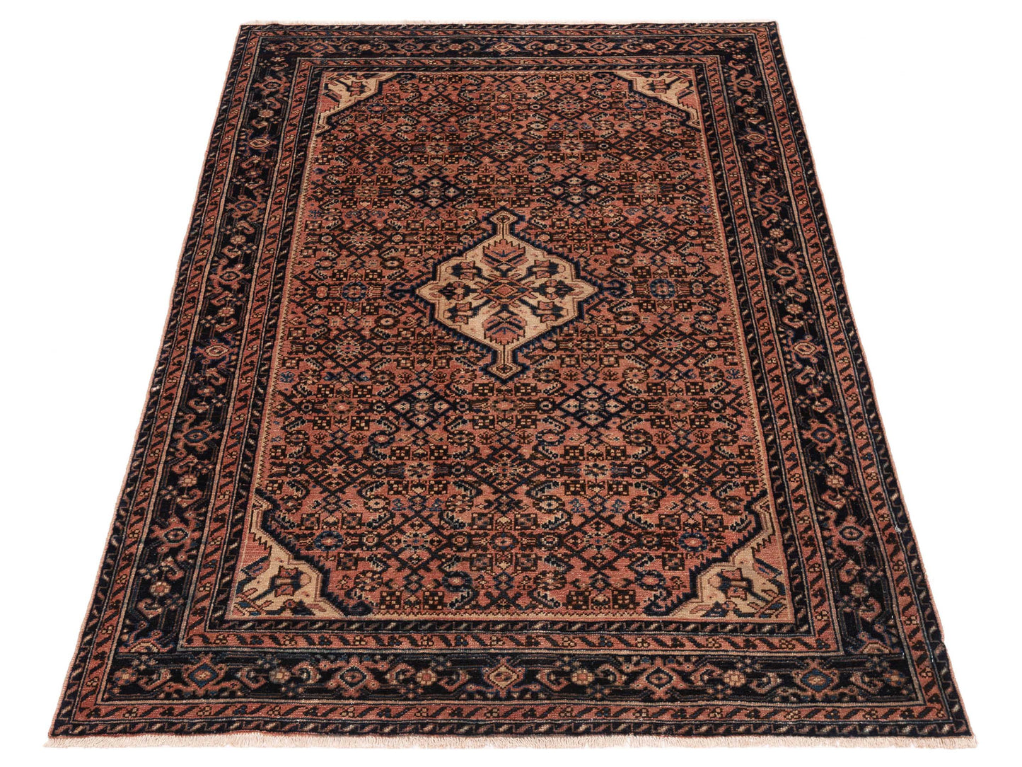 Persian 147675 Pink Navy 4.10x6.10 Hand Knotted Rug