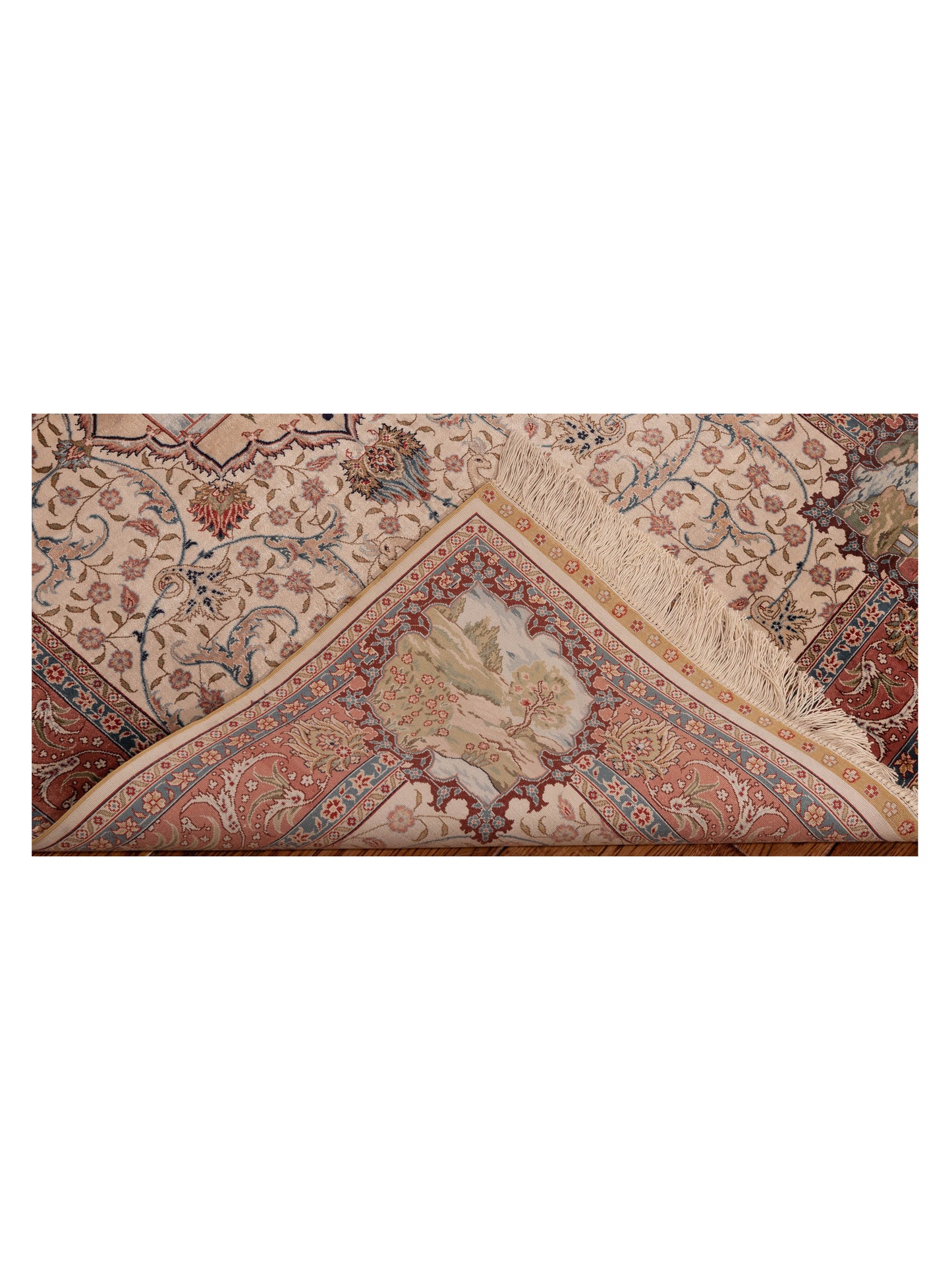 Pure Silk 125286 Ivory Pink 3.1x5.1 Hand Knotted Rug