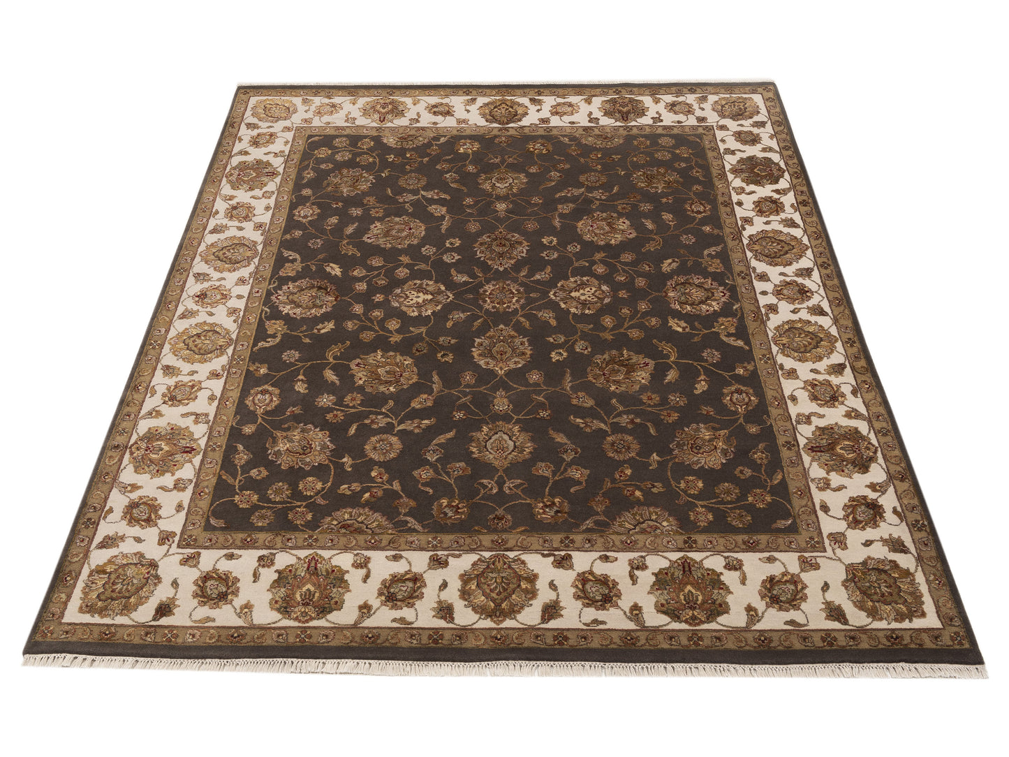 Imperial Silk 152119 Black Ivory 7.10x9.10 Hand Knotted Rug
