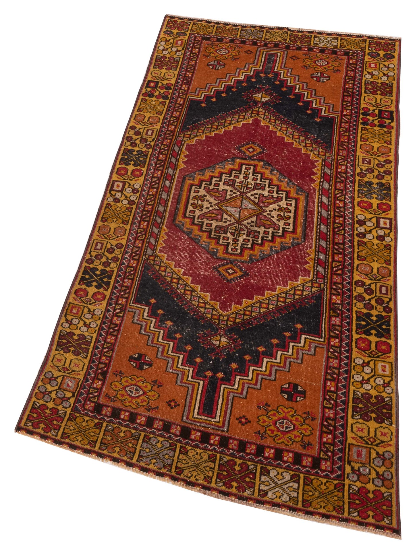 Old Anatolian 148553 Red Gold 3.8x7.3 Hand Knotted Rug