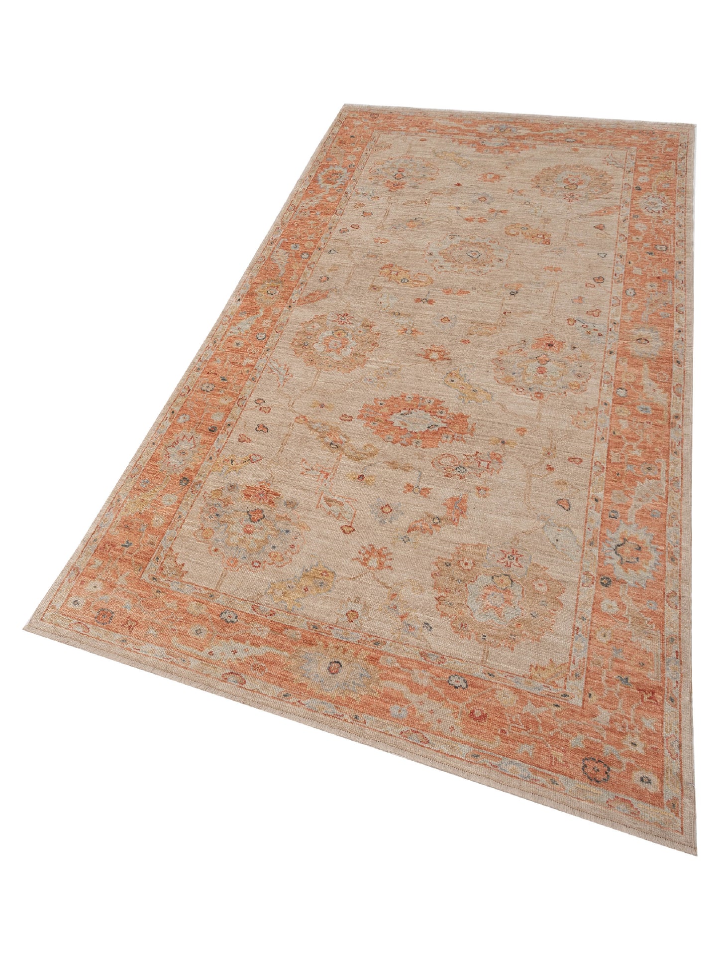 Angora Oushak 149442 Beige Rust 6x11.7 Hand Knotted Rug