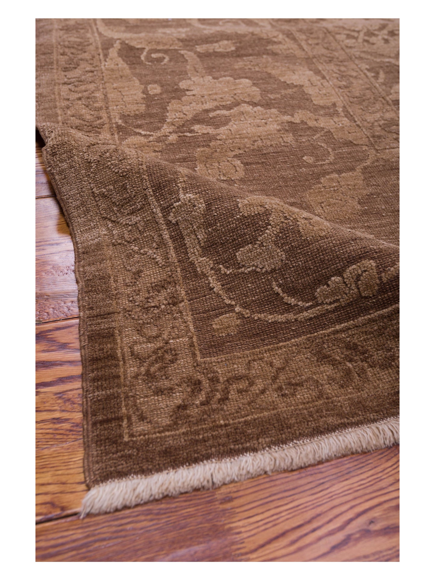 Defne Tulip Dark Brown Brown 10.6x13.9 Hand Knotted Rug