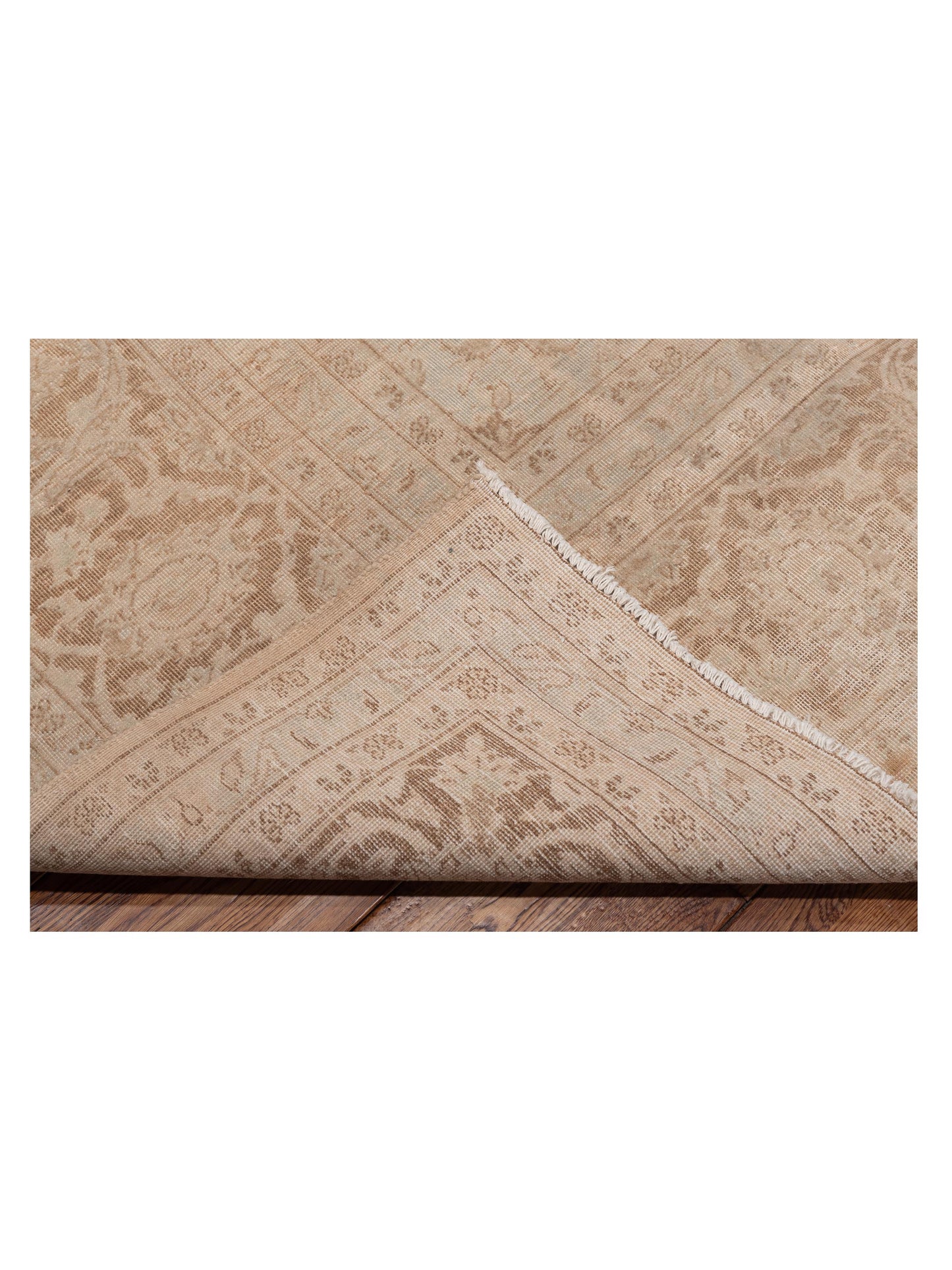 Vintage 130381 Cream Brown 9.7x13.3 Hand Knotted Rug