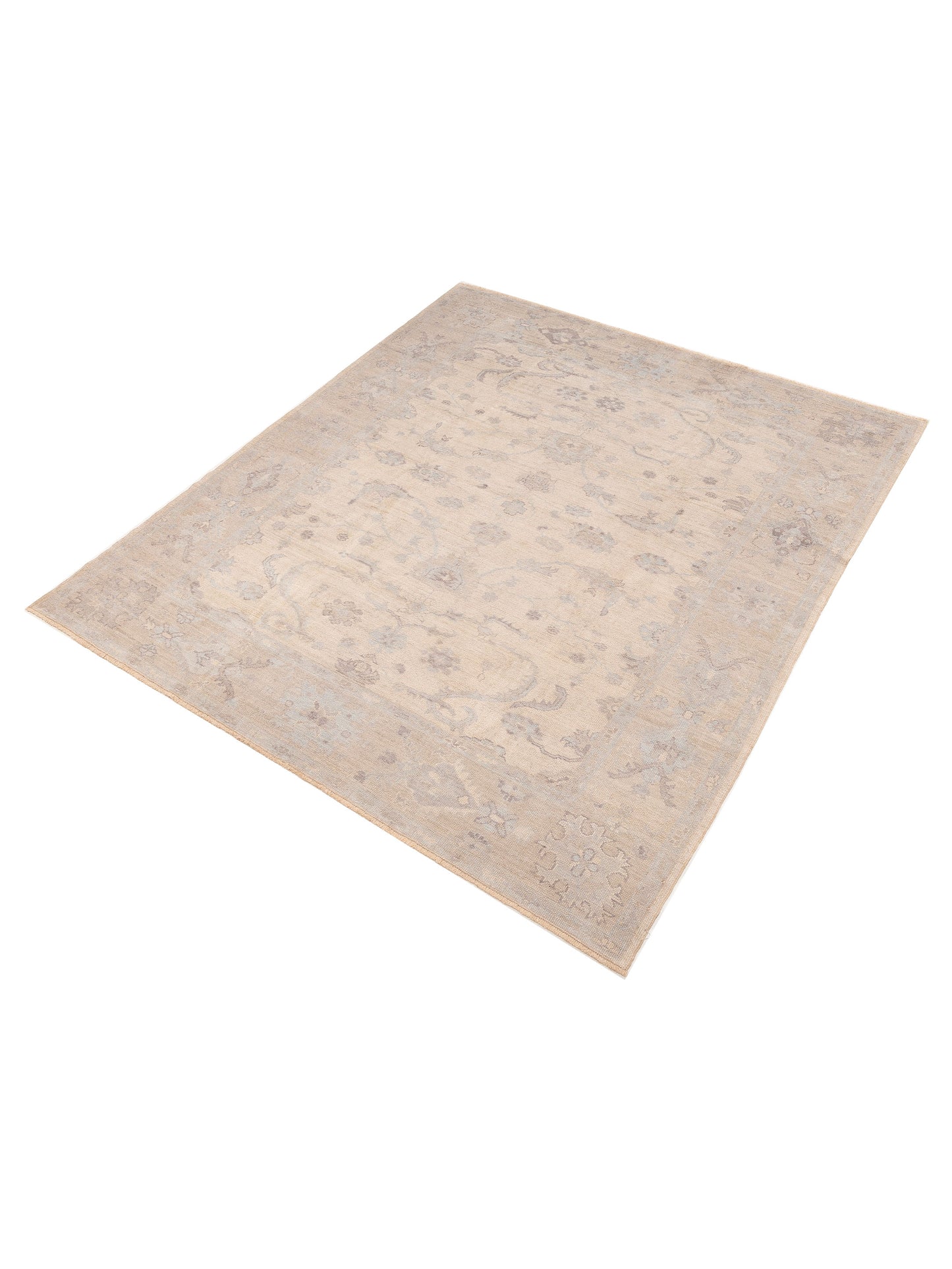 Angora Oushak 151038 Ivory Silver 8x9.2 Hand Knotted Rug