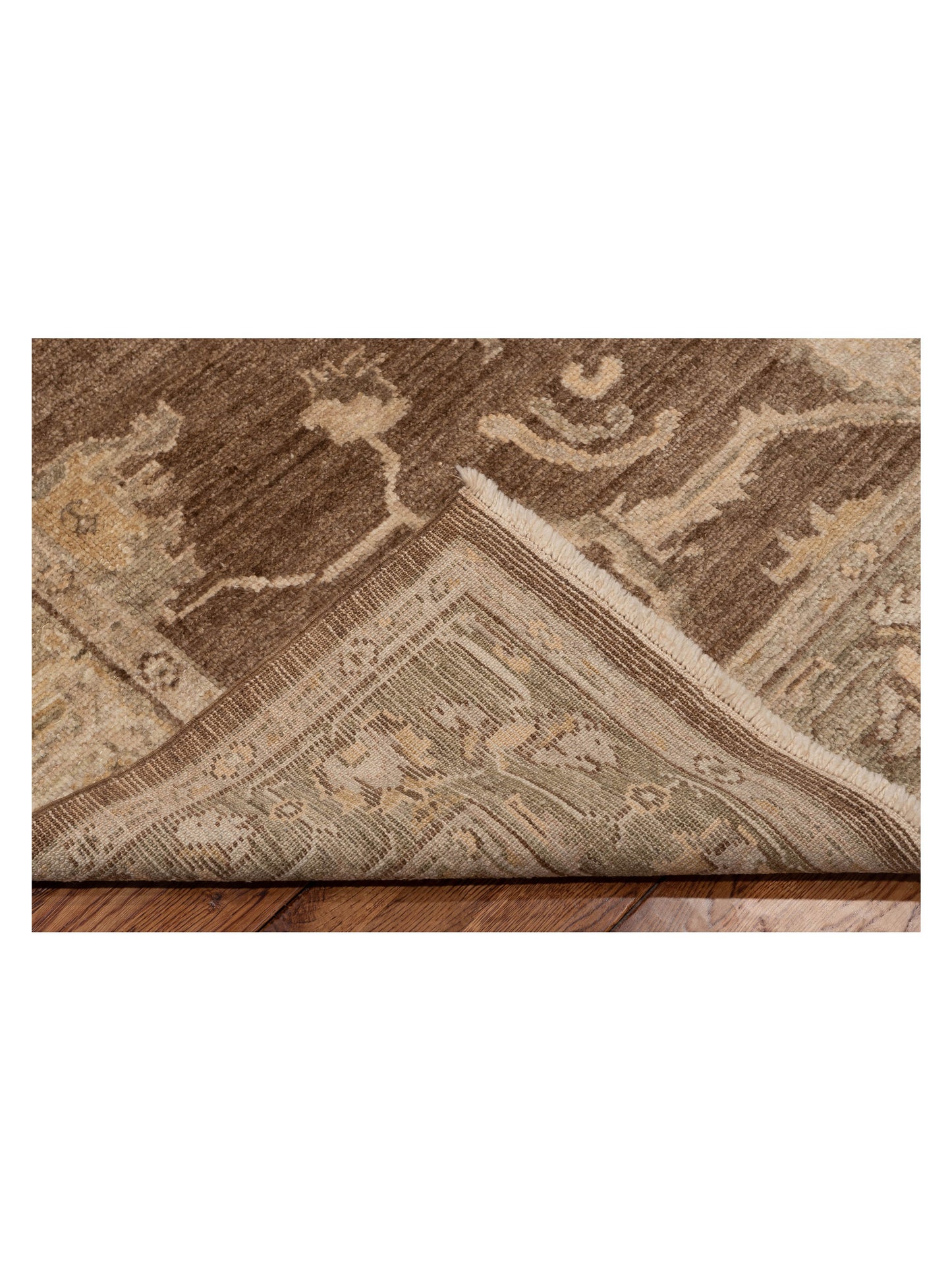 Angora Oushak 130299 Brown Green 6.3x14.8 Hand Knotted Rug
