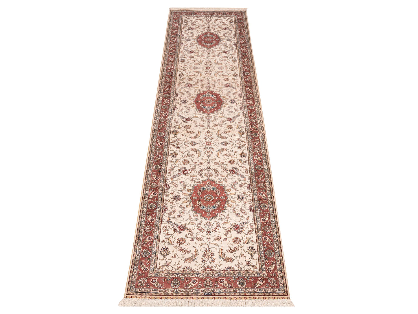 Pure Silk 118048 Ivory Pink 2.7x10 Hand Knotted Rug