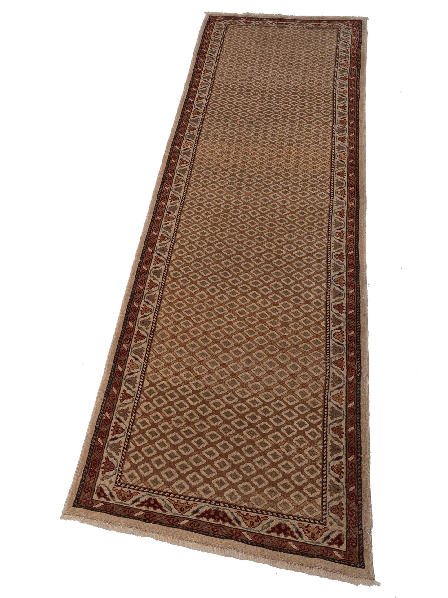 Antique Loom 147408 Brown Ivory 3x10.11 Hand Knotted Rug