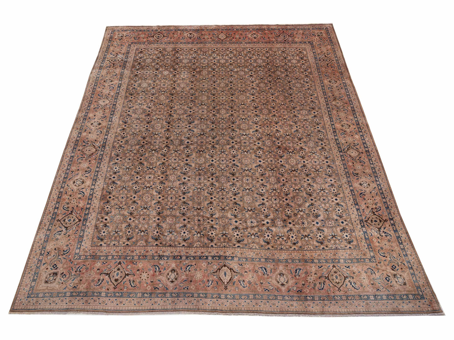 Persian 154392 Brown Pink 10.3x13.9 Hand Knotted Rug