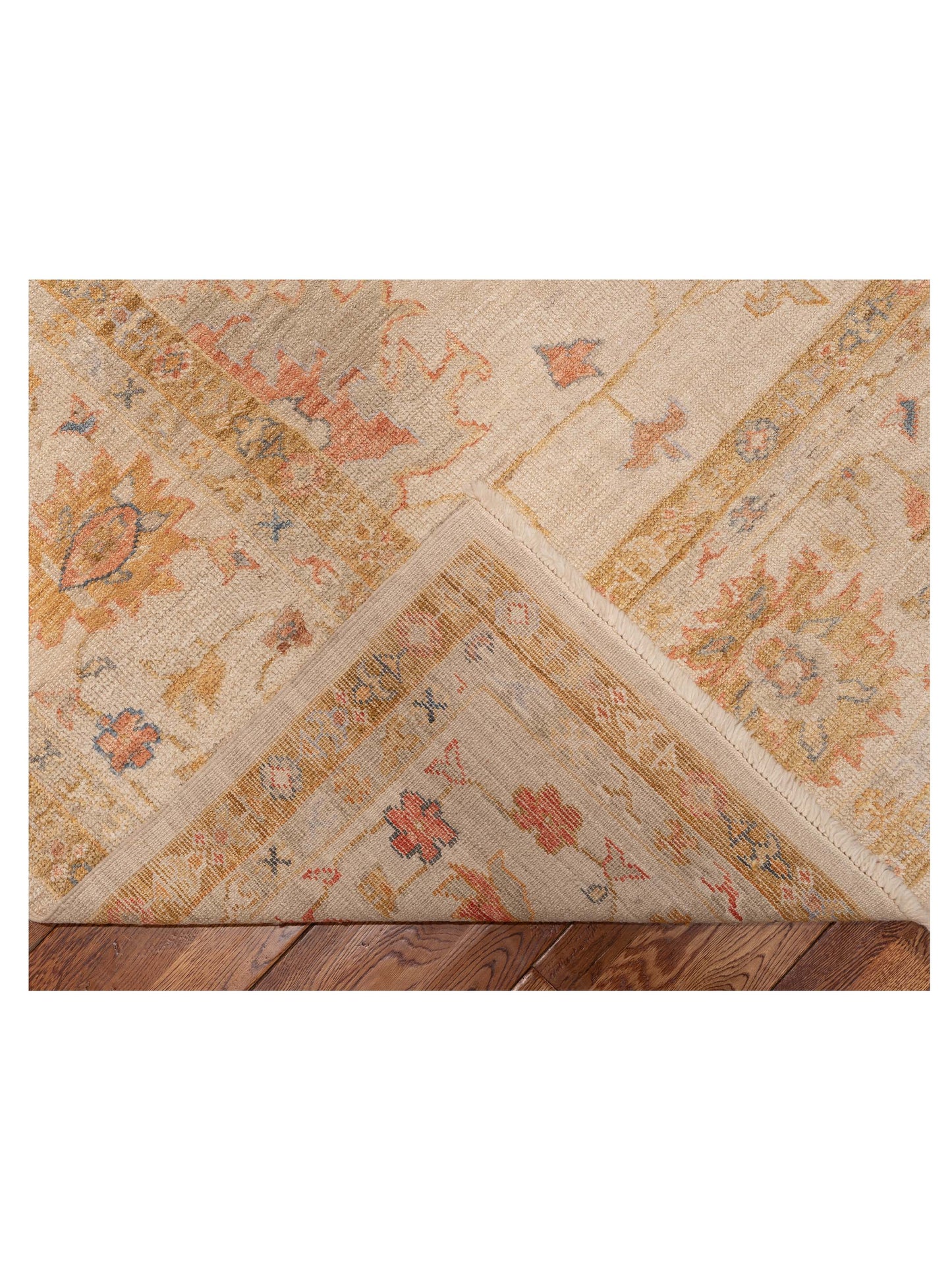 Angora Oushak 153667 Ivory Ivory 11.9X14.2 Hand Knotted Rug