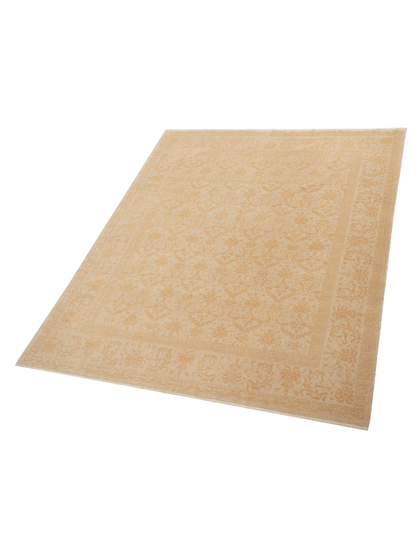 Defne Begonia Beige Gold 8.2x9.10 Hand Knotted Rug