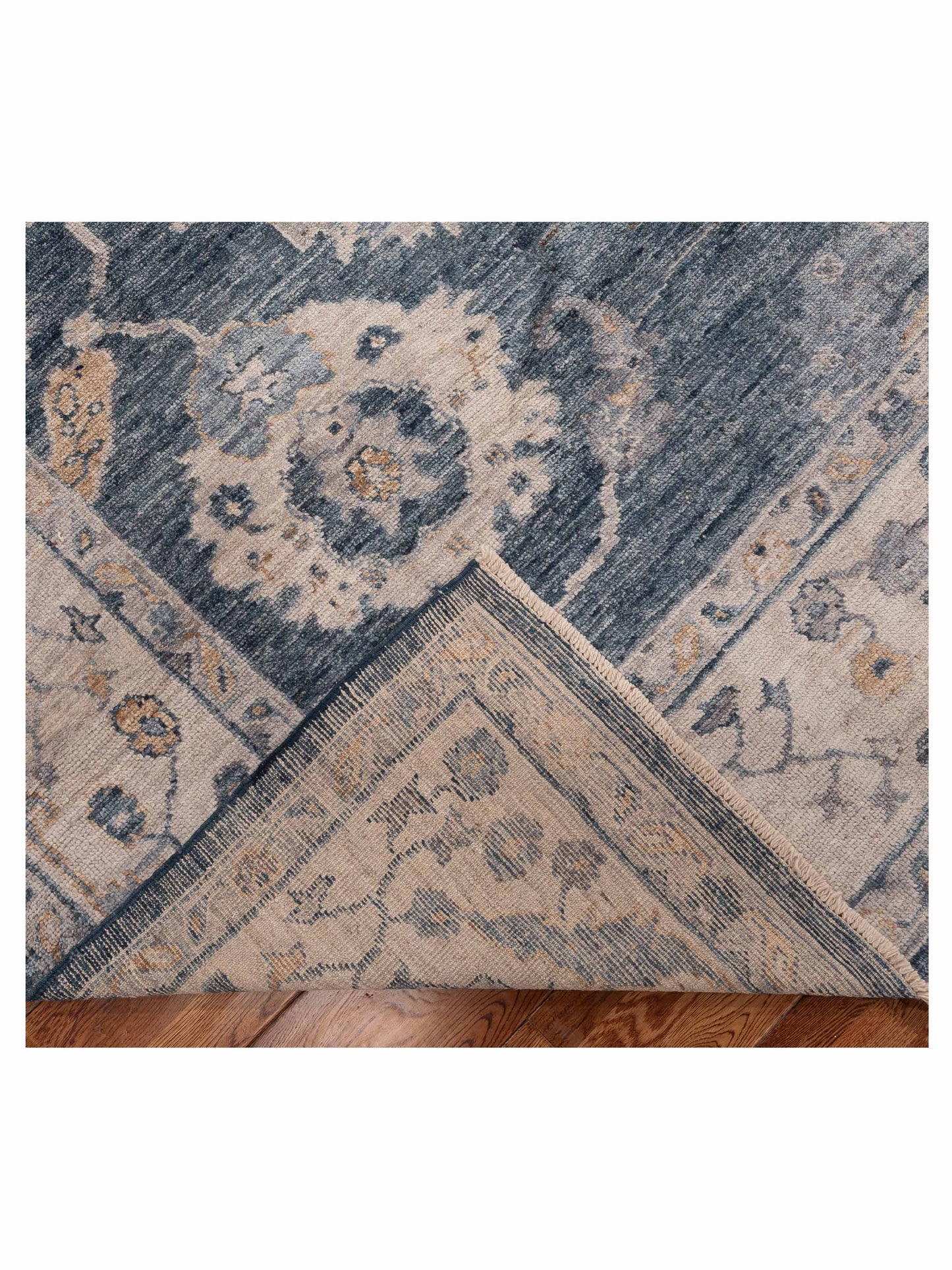 Angora Oushak 155008 Blue Ivory 8.11x10.5 Hand Knotted Rug
