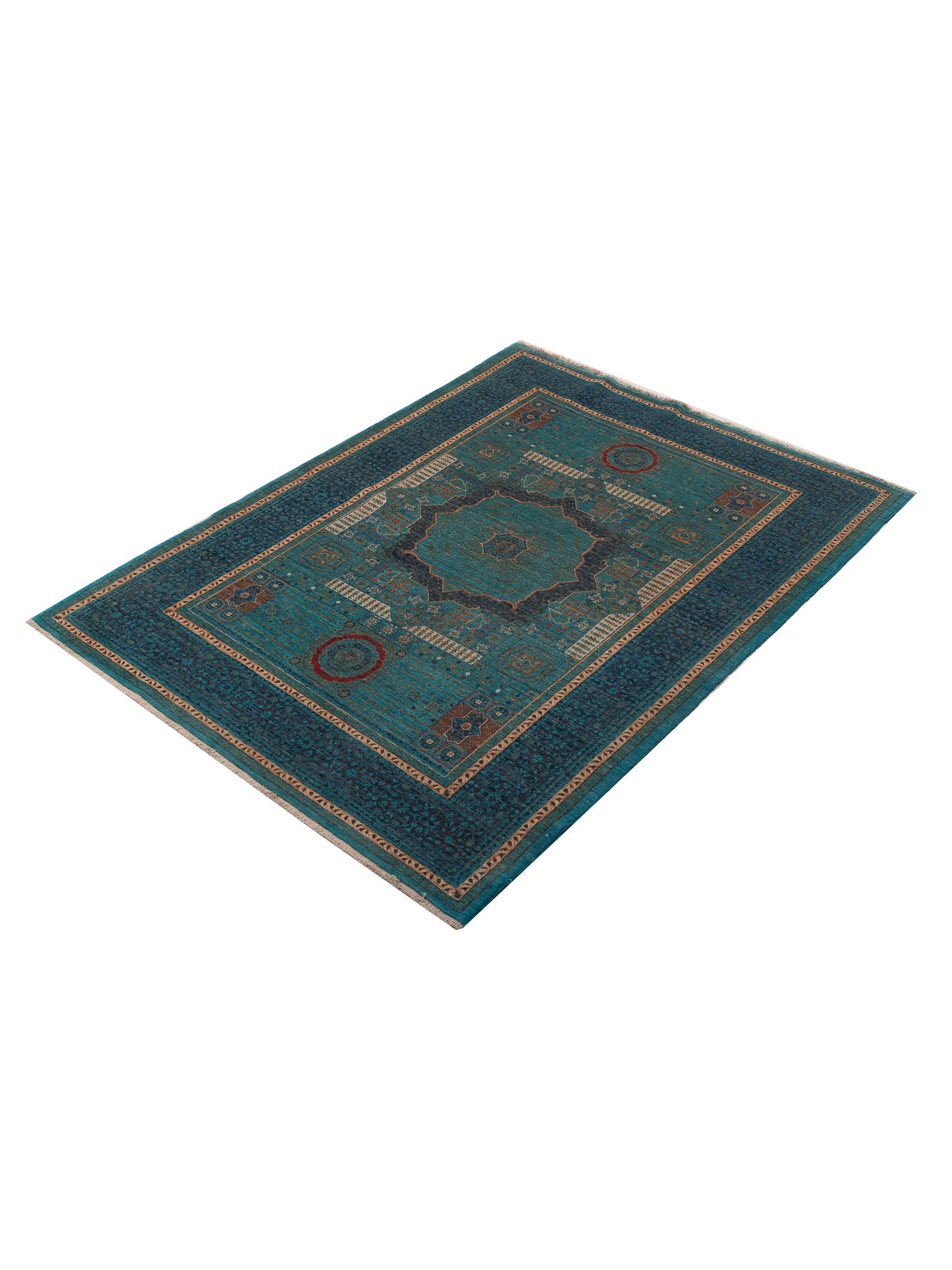 Artisan Mamluk 154614 Blue Purple 5.10x7.8 Hand Knotted Rug